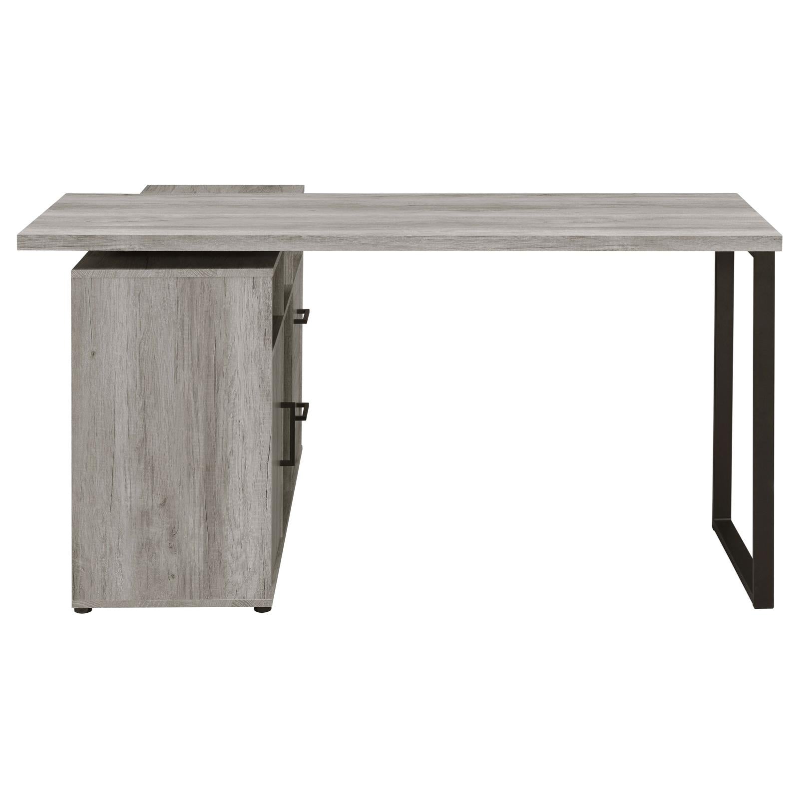 Hertford Gray Driftwood L-shape Office Desk with Storage - 804462 - Bien Home Furniture &amp; Electronics