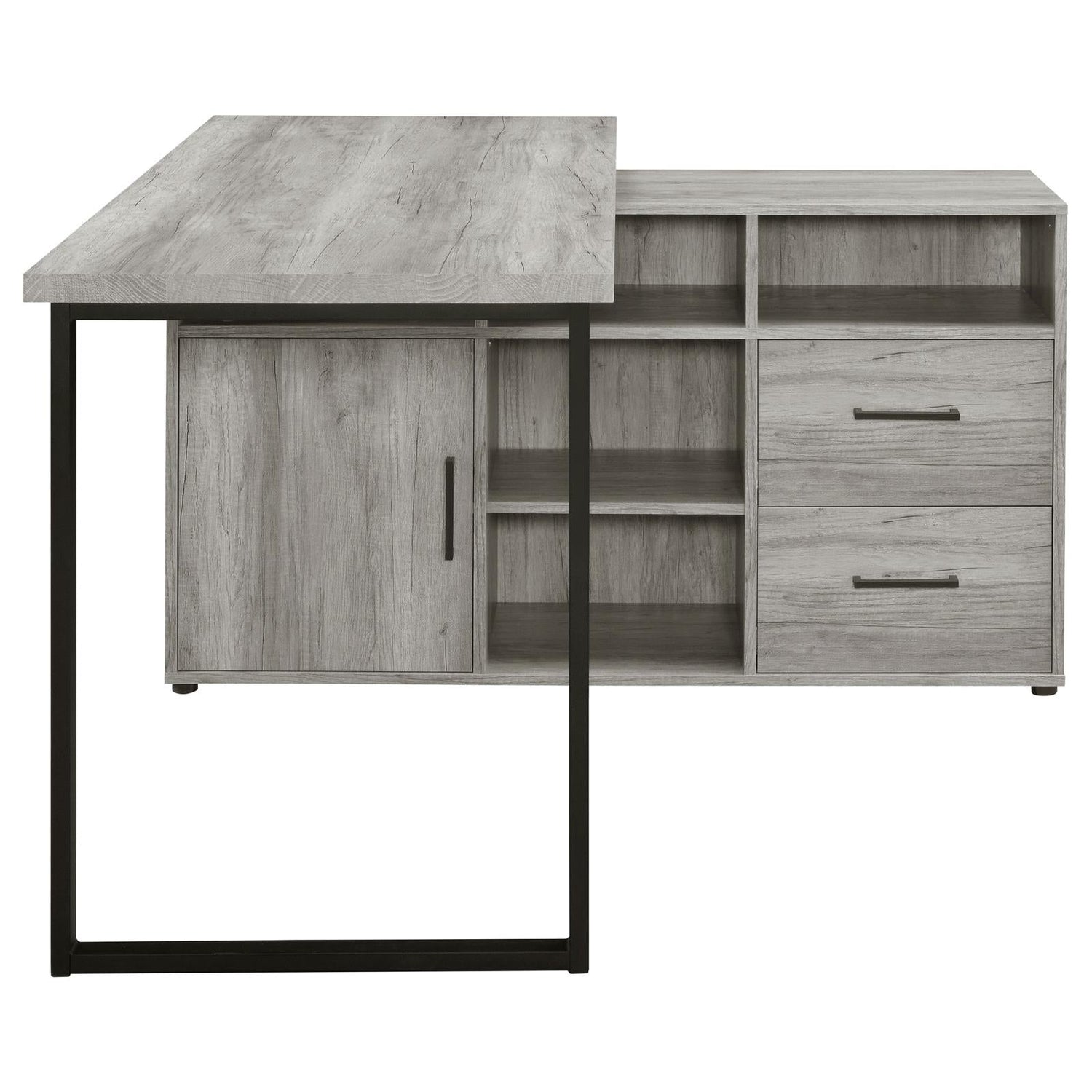 Hertford Gray Driftwood L-shape Office Desk with Storage - 804462 - Bien Home Furniture & Electronics