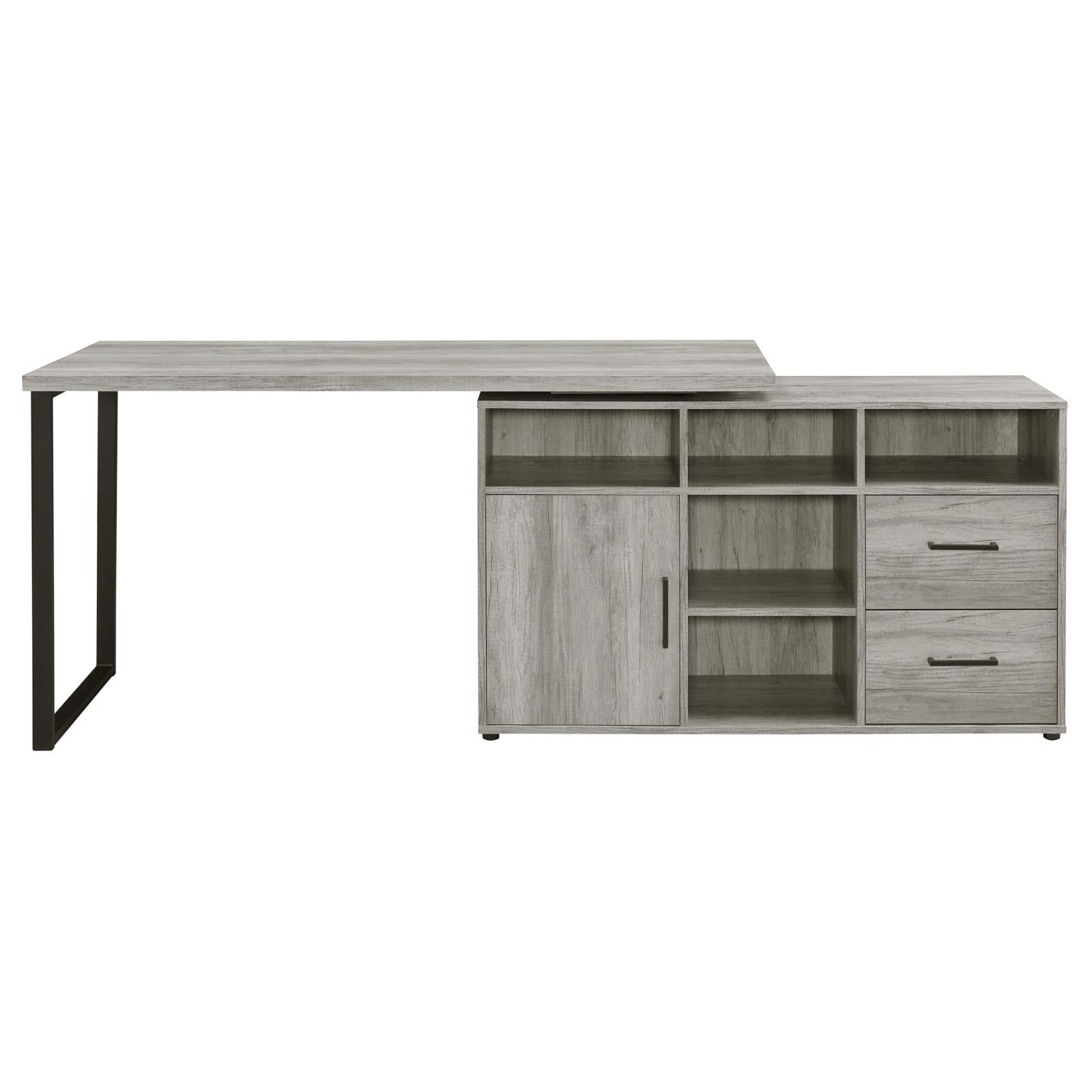 Hertford Gray Driftwood L-shape Office Desk with Storage - 804462 - Bien Home Furniture &amp; Electronics