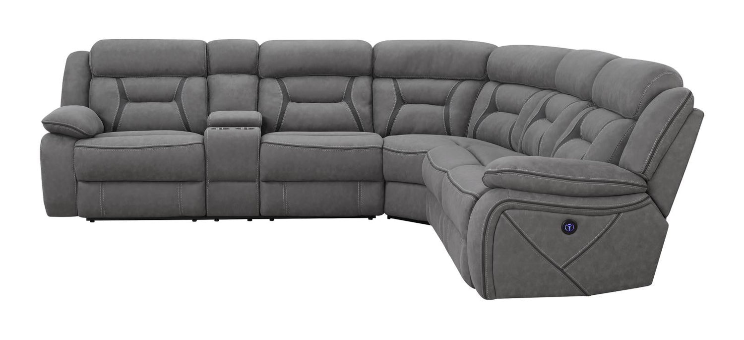 Higgins Four-Piece Upholstered Power Sectional Gray - 600370 - Bien Home Furniture & Electronics