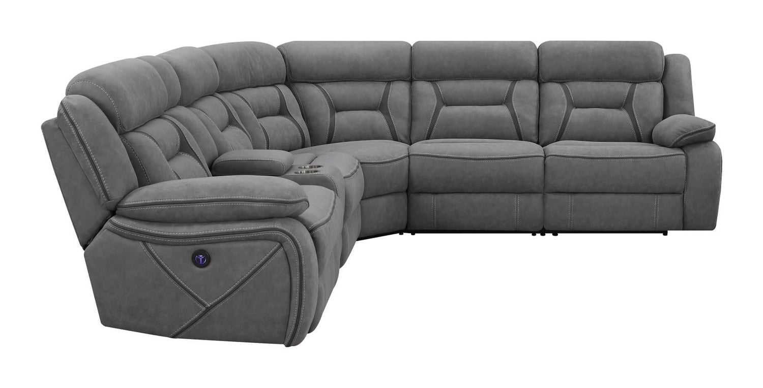 Higgins Four-Piece Upholstered Power Sectional Gray - 600370 - Bien Home Furniture & Electronics