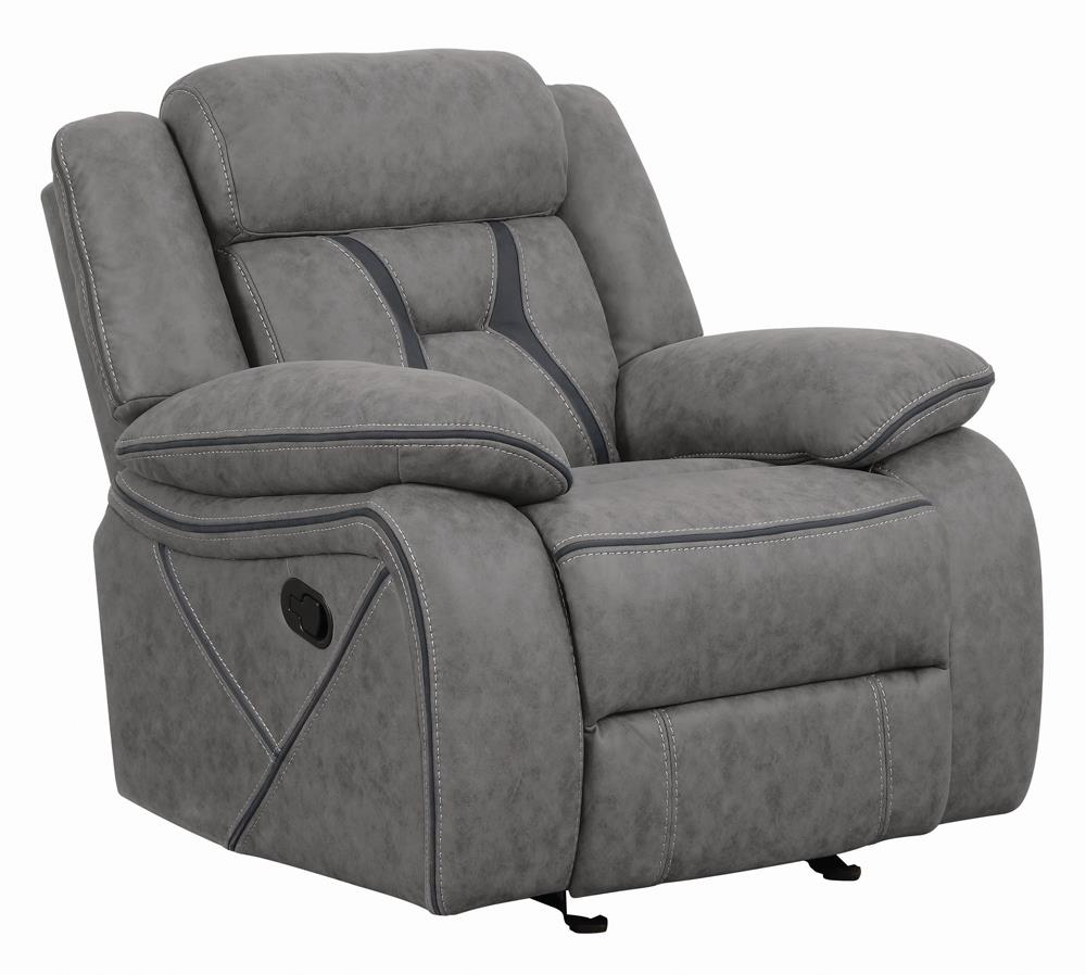 Higgins Overstuffed Upholstered Glider Recliner Gray - 602263 - Bien Home Furniture & Electronics