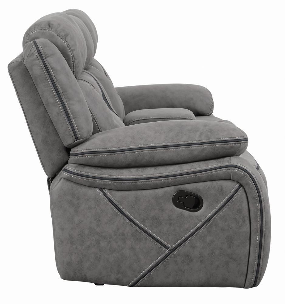 Higgins Pillow Top Arm Motion Loveseat with Console Gray - 602262 - Bien Home Furniture & Electronics