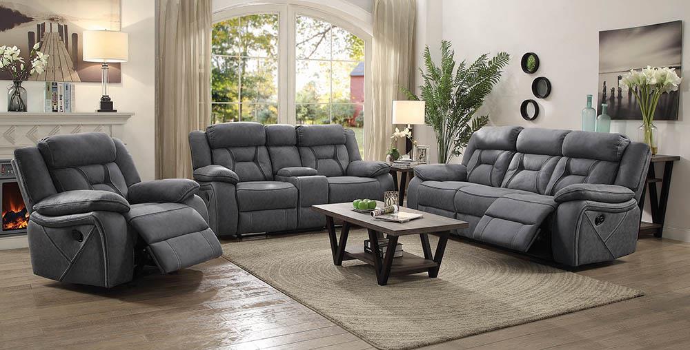 Higgins Pillow Top Arm Motion Loveseat with Console Gray - 602262 - Bien Home Furniture & Electronics