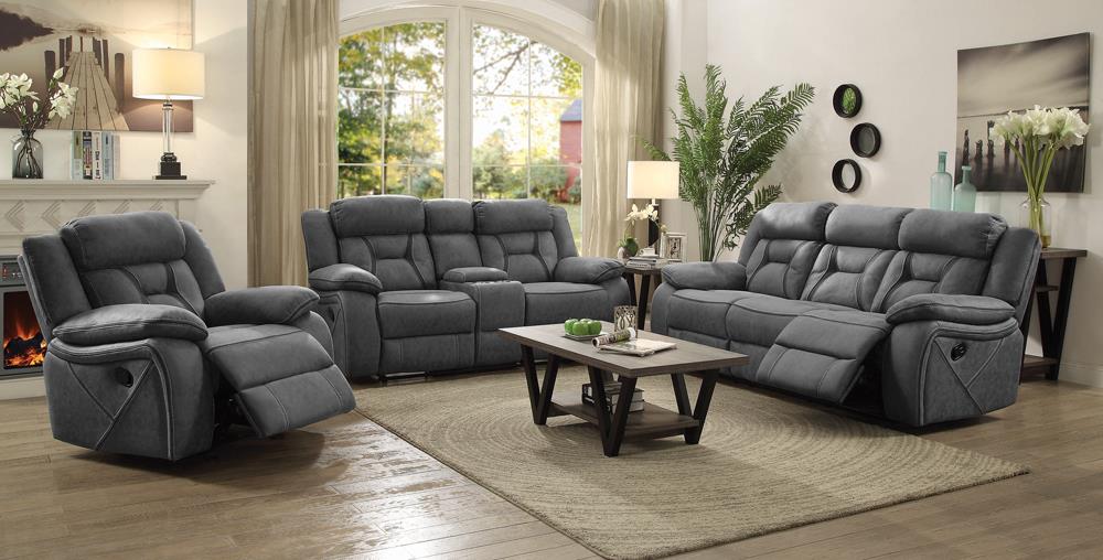 Higgins Pillow Top Arm Motion Loveseat with Console Gray - 602262 - Bien Home Furniture & Electronics