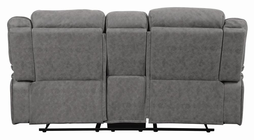 Higgins Pillow Top Arm Motion Loveseat with Console Gray - 602262 - Bien Home Furniture & Electronics