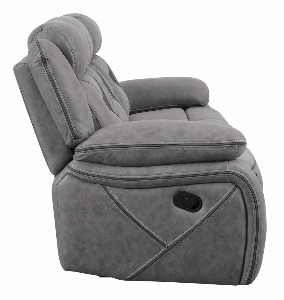 Higgins Pillow Top Arm Upholstered Motion Sofa Gray - 602261 - Bien Home Furniture & Electronics