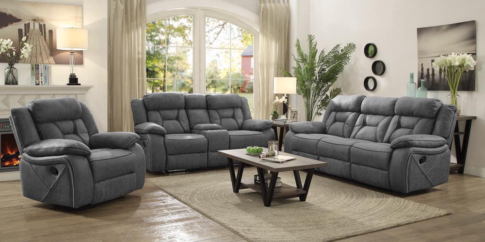 Higgins Pillow Top Arm Upholstered Motion Sofa Gray - 602261 - Bien Home Furniture & Electronics