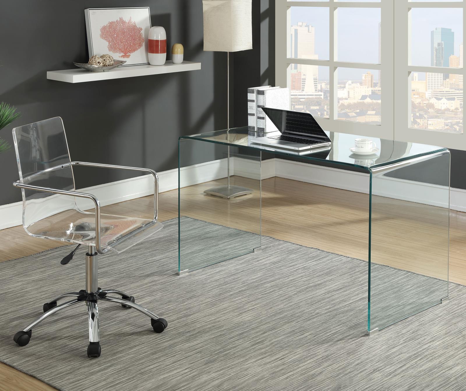 Highsmith Clear Glass Writing Desk - 801581 - Bien Home Furniture & Electronics