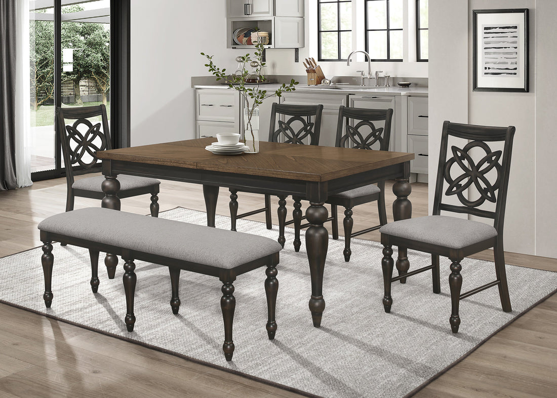 Hilara Espresso/Brown Extendable Dining Set - SET | 2134T-4280 | 2134S(2) - Bien Home Furniture &amp; Electronics