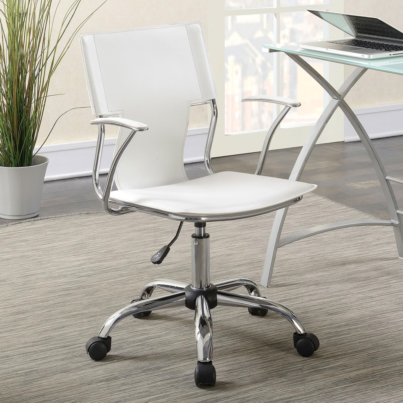 Himari White/Chrome Adjustable Height Office Chair - 801363 - Bien Home Furniture &amp; Electronics