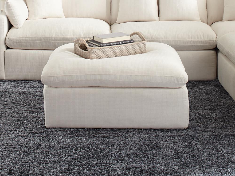 Hobson Cushion Seat Ottoman Off-White - 551453 - Bien Home Furniture & Electronics