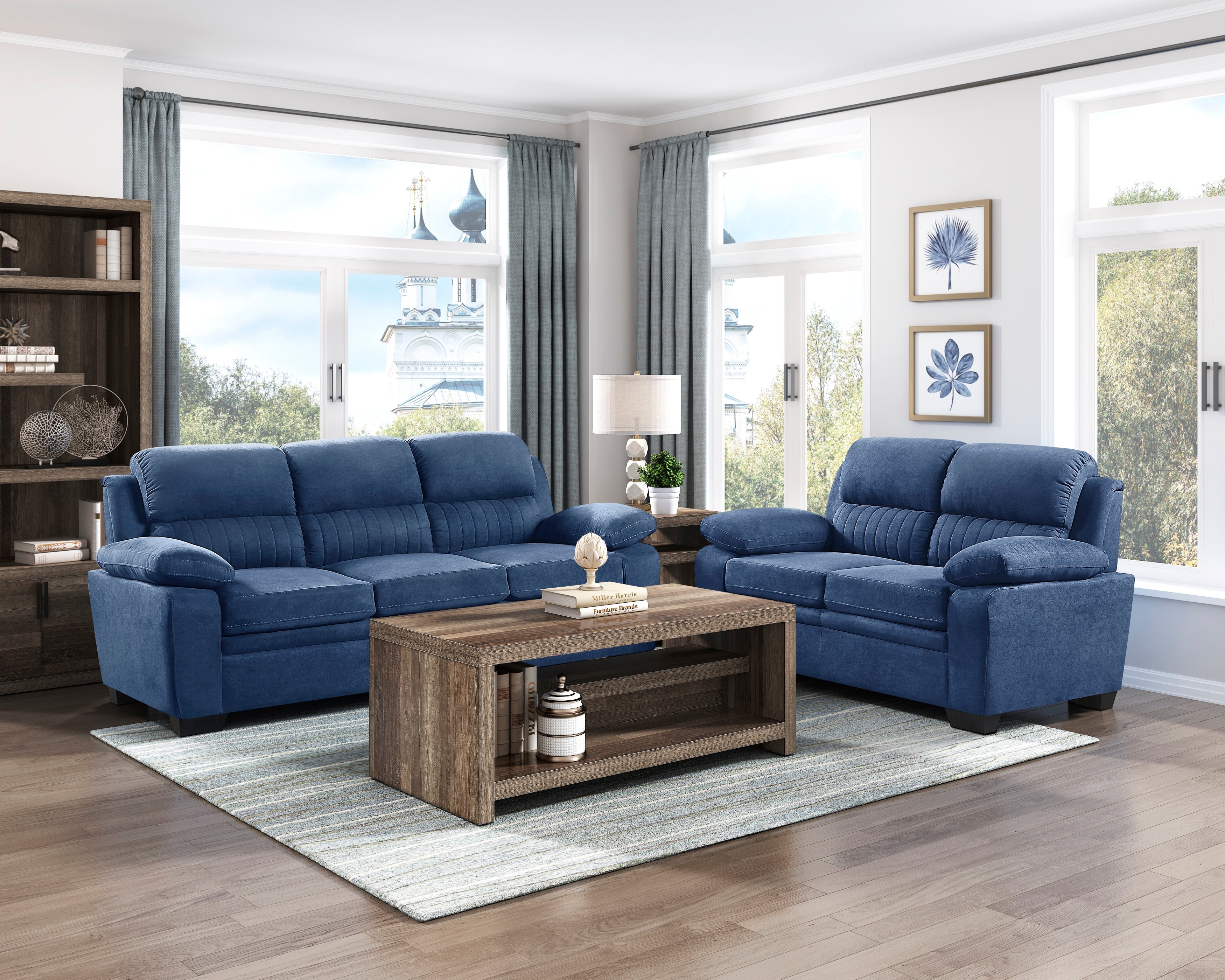 Holleman Blue Loveseat - 9333BU-2 - Bien Home Furniture &amp; Electronics