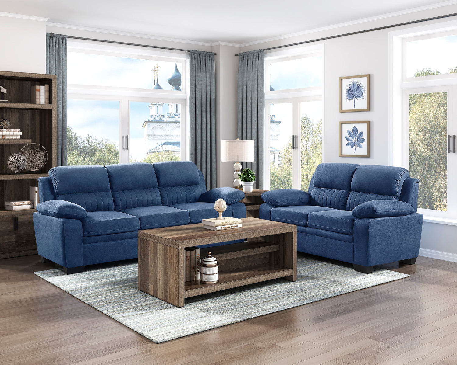 Holleman Blue Sofa - 9333BU-3 - Bien Home Furniture & Electronics