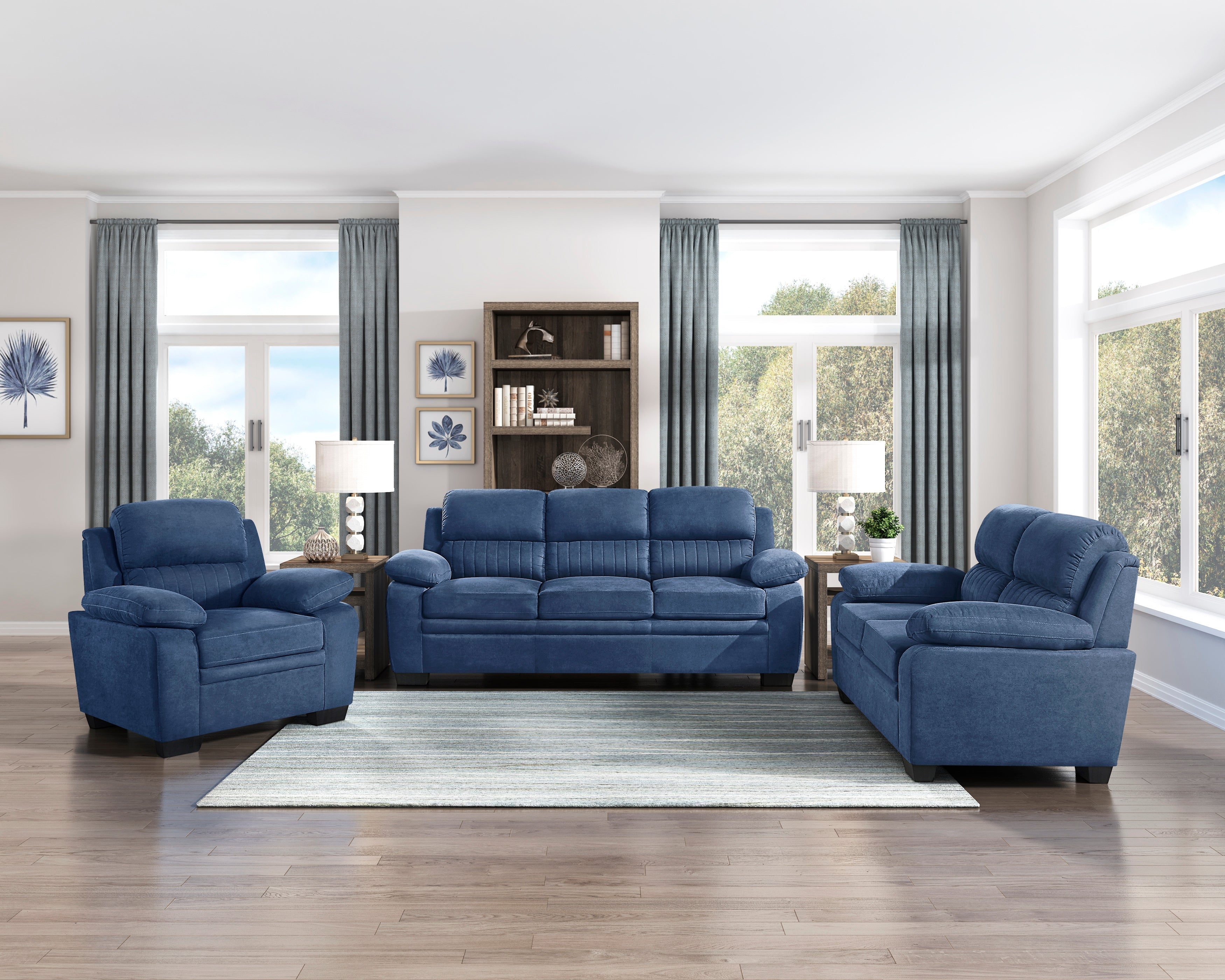 Holleman Blue Sofa - 9333BU-3 - Bien Home Furniture & Electronics