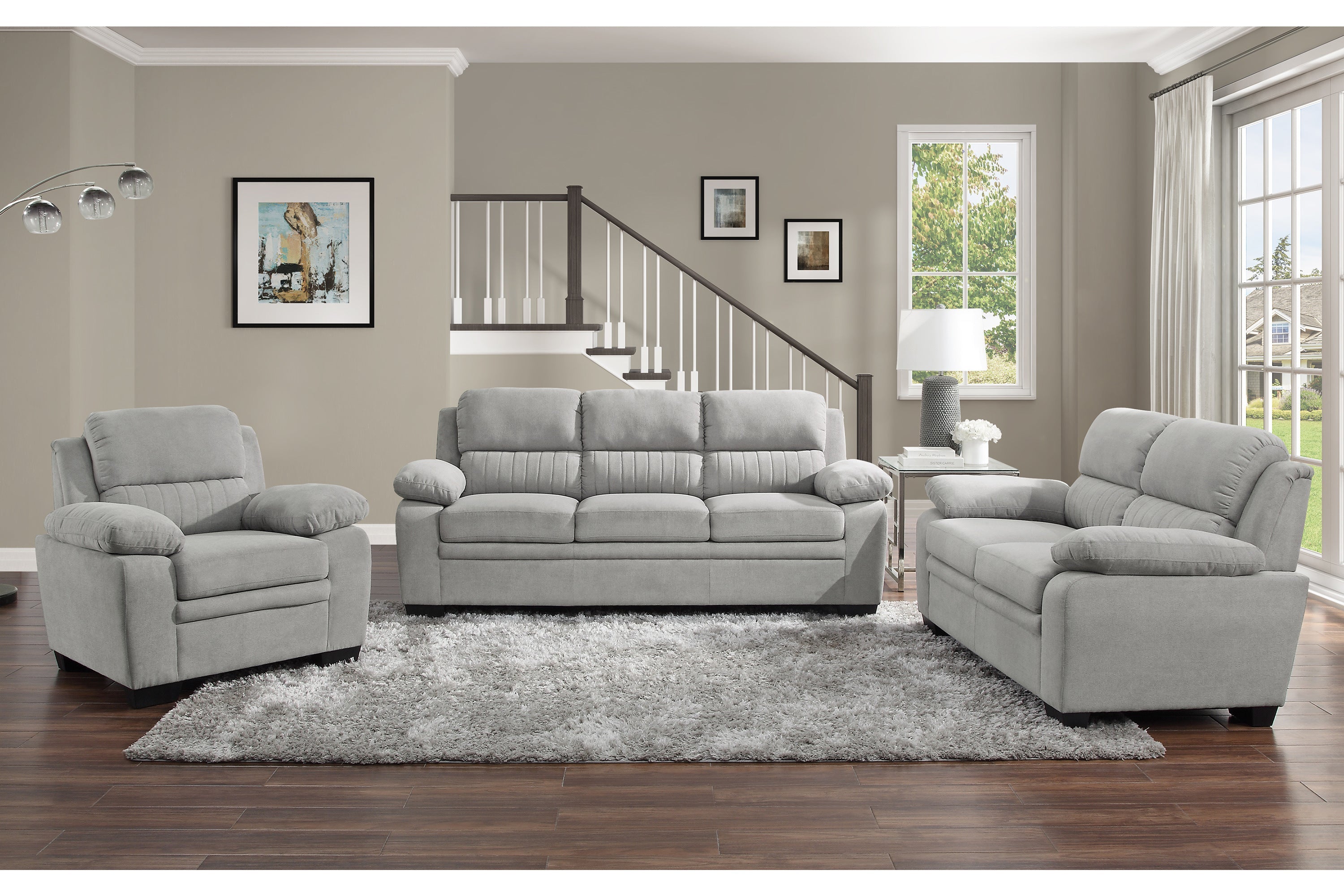 Holleman Gray Loveseat - 9333GY-2 - Bien Home Furniture &amp; Electronics