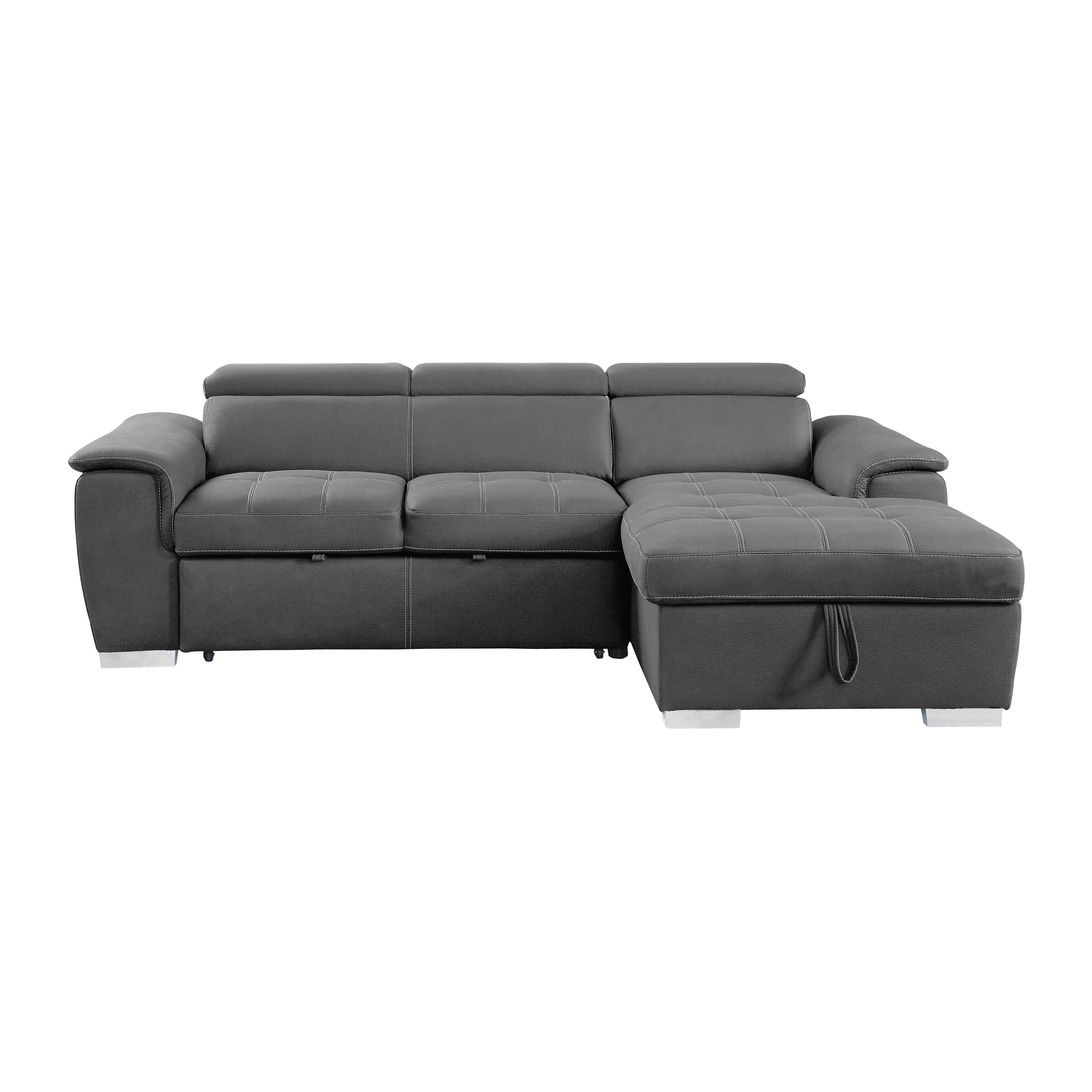 HOM 8228GY-R (2/2)Right Side Chaise with Adjustable Headrest and Hidden Storage - 8228GY-R - Bien Home Furniture & Electronics
