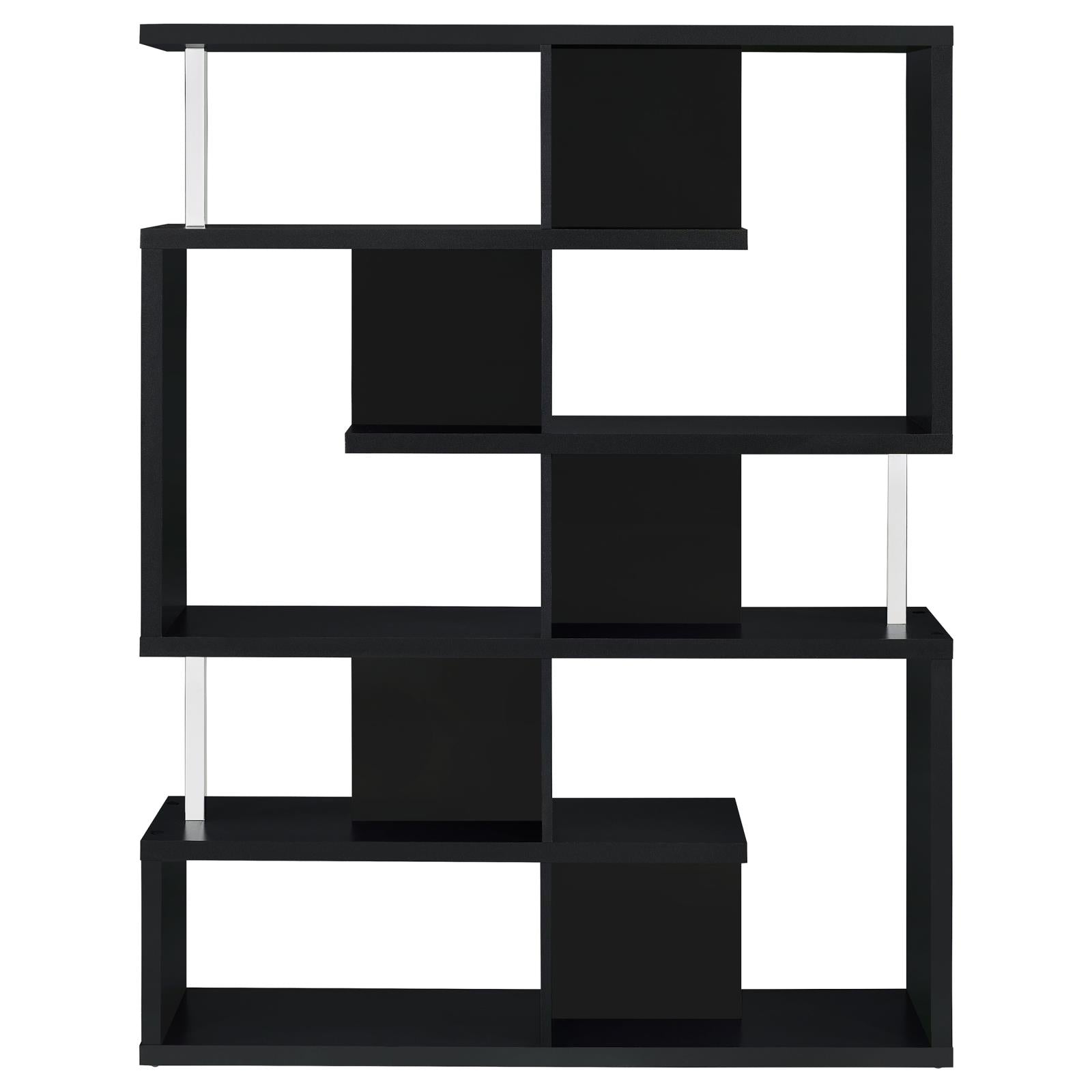 Hoover Black/Chrome 5-Tier Bookcase - 800309 - Bien Home Furniture & Electronics