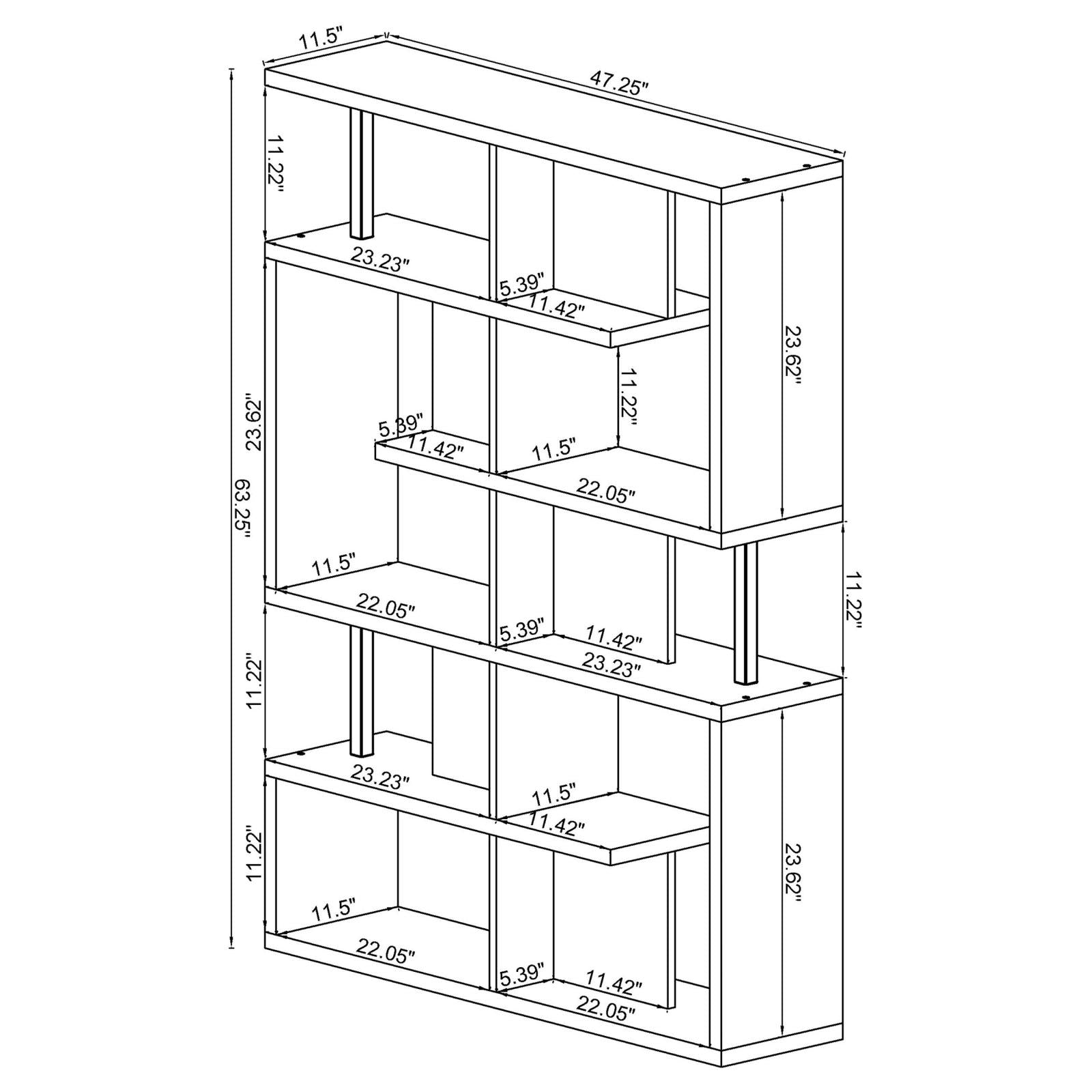 Hoover White/Chrome 5-Tier Bookcase - 800310 - Bien Home Furniture & Electronics