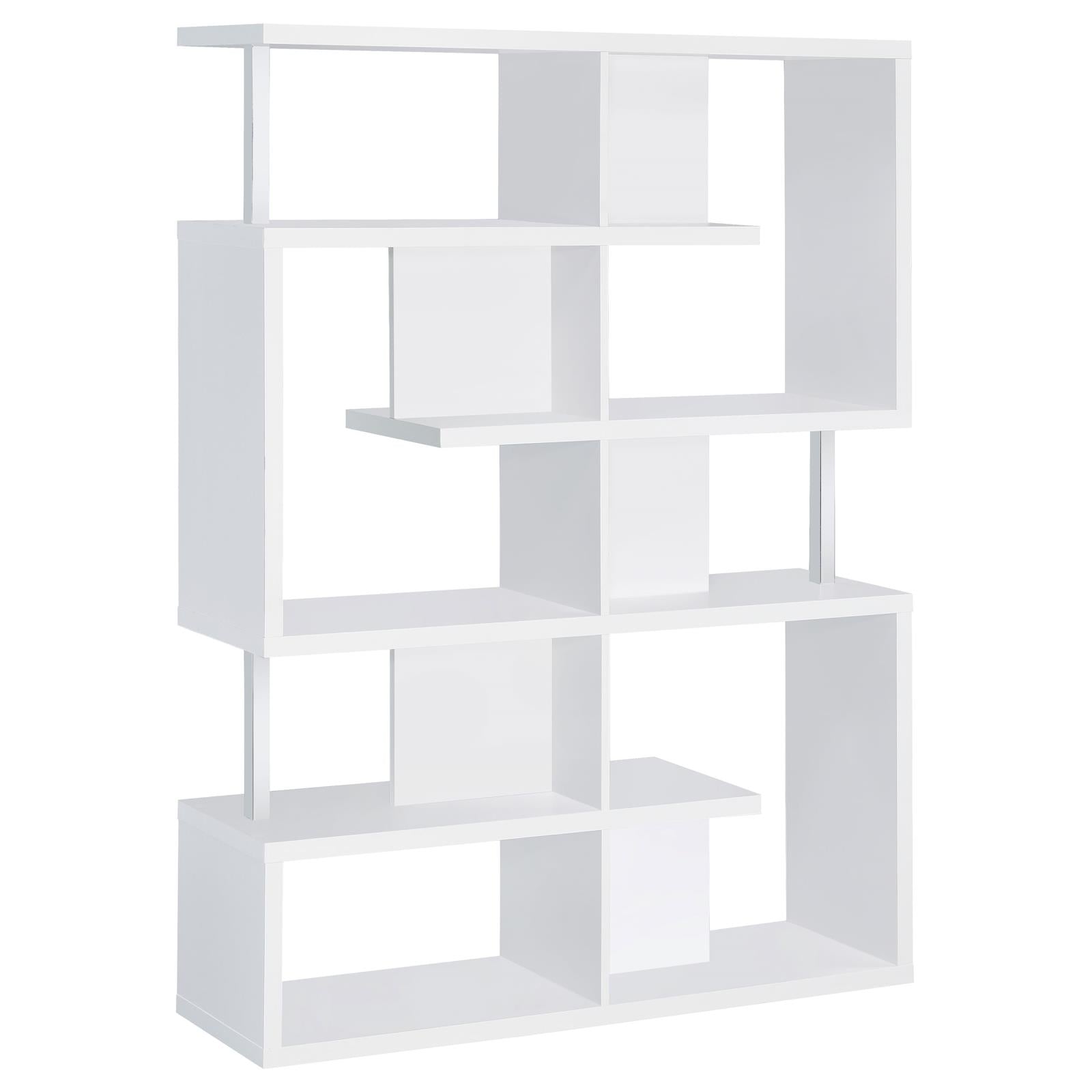 Hoover White/Chrome 5-Tier Bookcase - 800310 - Bien Home Furniture & Electronics
