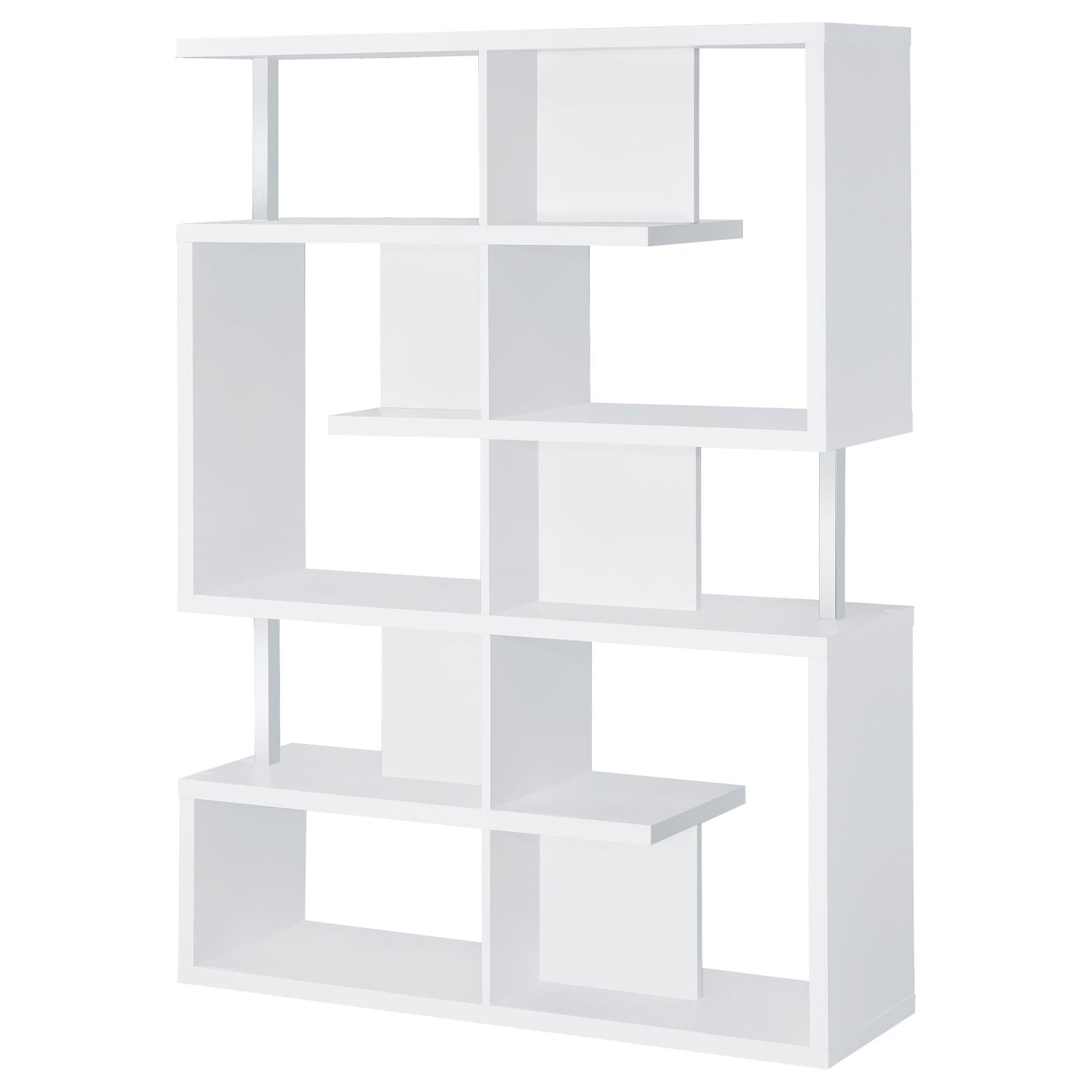 Hoover White/Chrome 5-Tier Bookcase - 800310 - Bien Home Furniture & Electronics