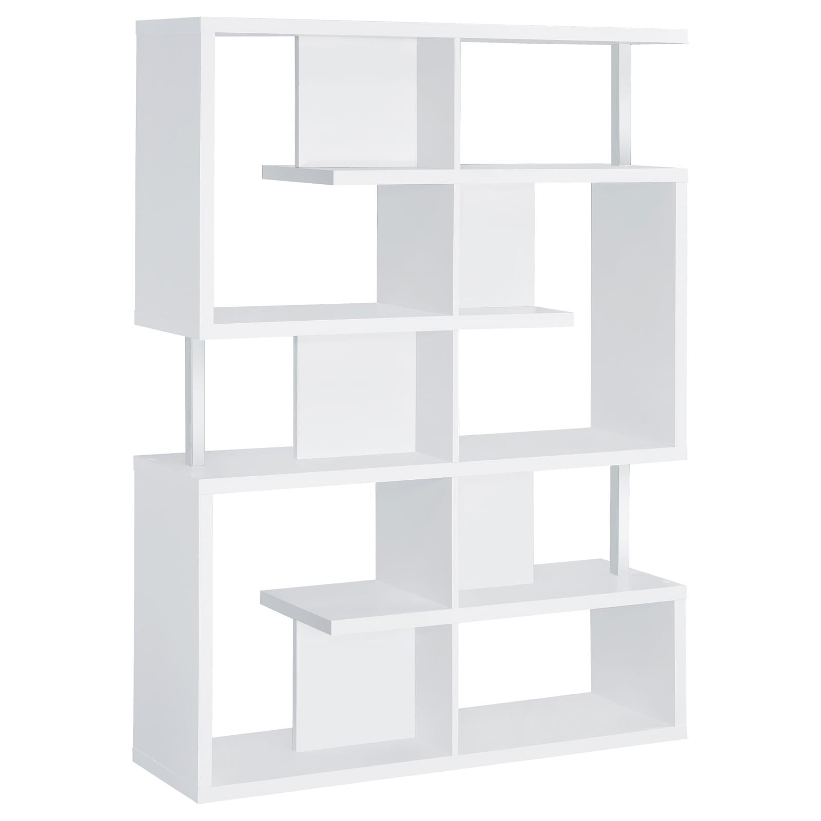 Hoover White/Chrome 5-Tier Bookcase - 800310 - Bien Home Furniture & Electronics