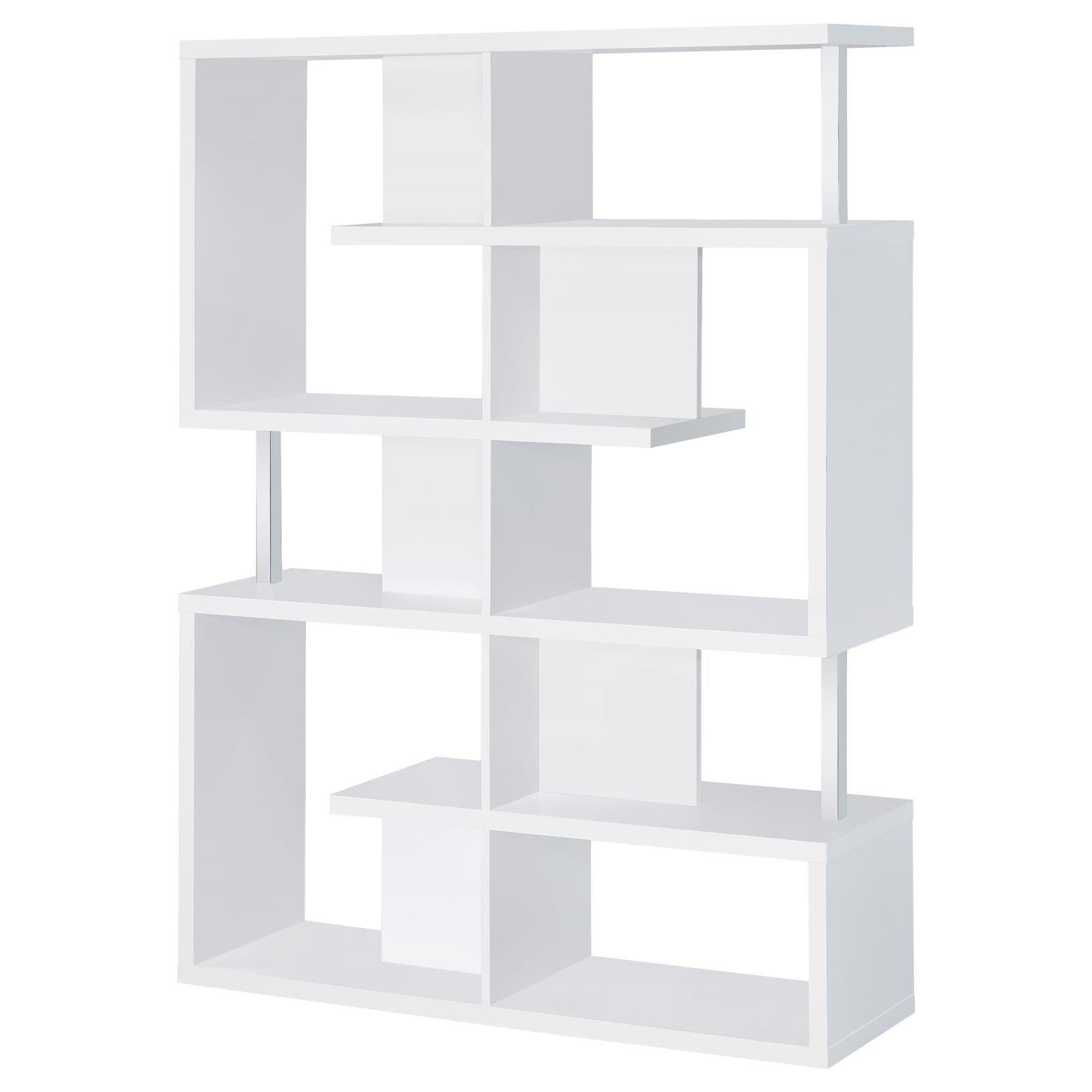 Hoover White/Chrome 5-Tier Bookcase - 800310 - Bien Home Furniture & Electronics