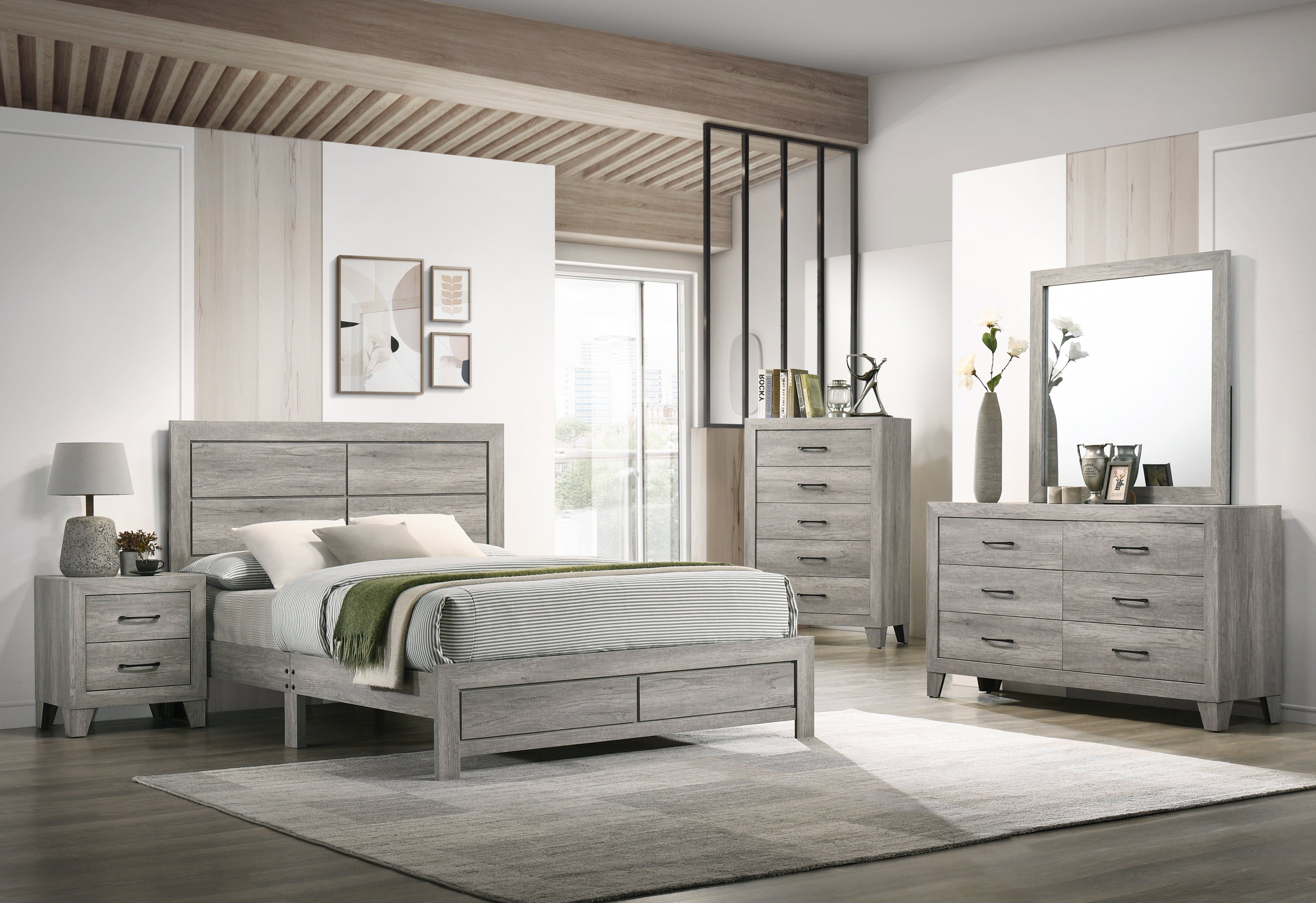 Hopkins Driftwood Platform Bedroom Set - SET | B9320-K-BED | B9320-1 | B9320-11 | B9320-2 | B9320-4 - Bien Home Furniture &amp; Electronics