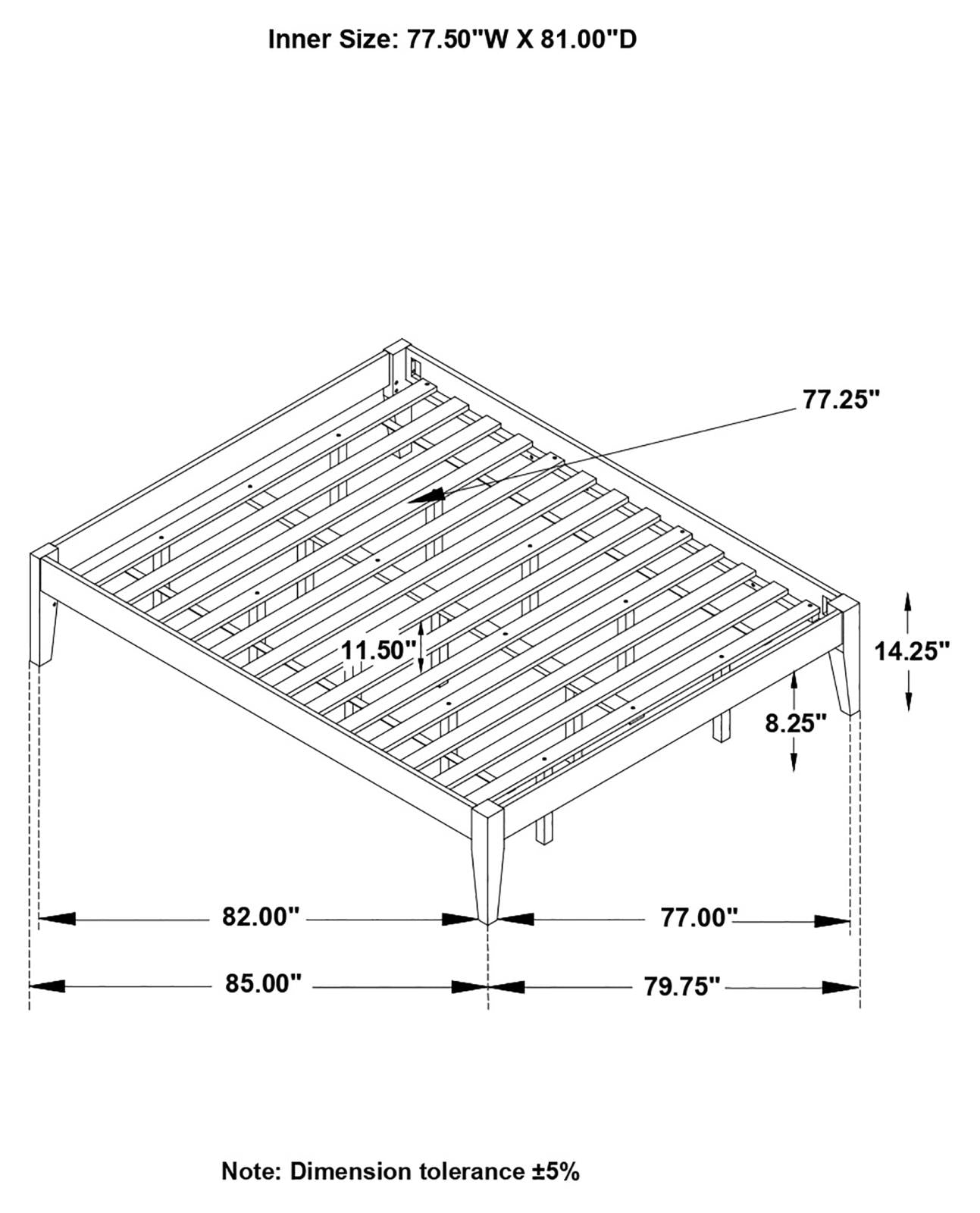 Hounslow Platform Eastern King Bed Black - 306129KE - Bien Home Furniture & Electronics