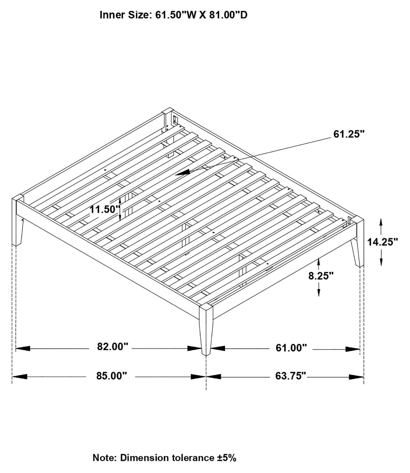 Hounslow Platform Queen Bed Black - 306129Q - Bien Home Furniture & Electronics