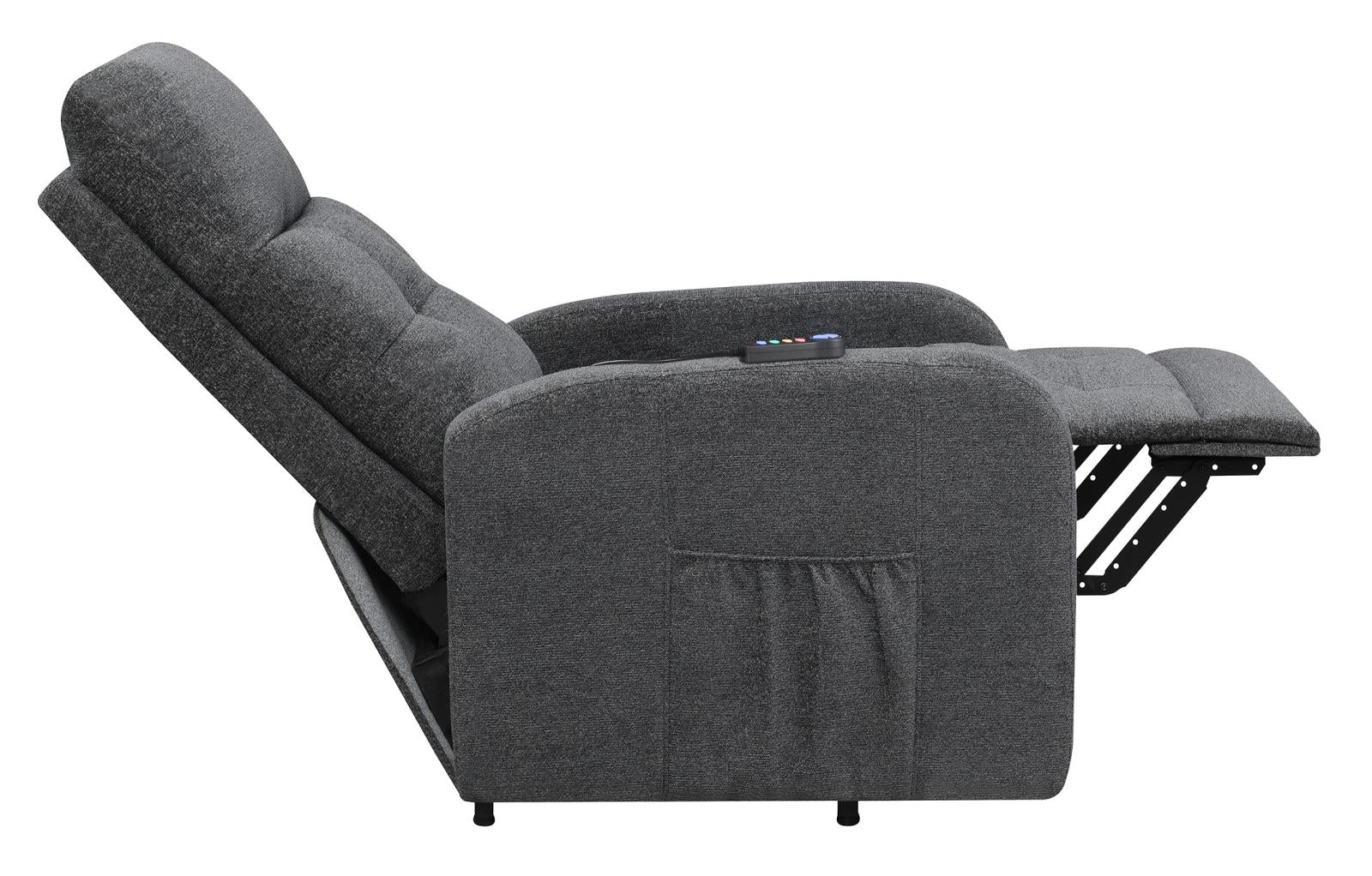 Howie Tufted Upholstered Power Lift Recliner Charcoal - 609403P - Bien Home Furniture & Electronics