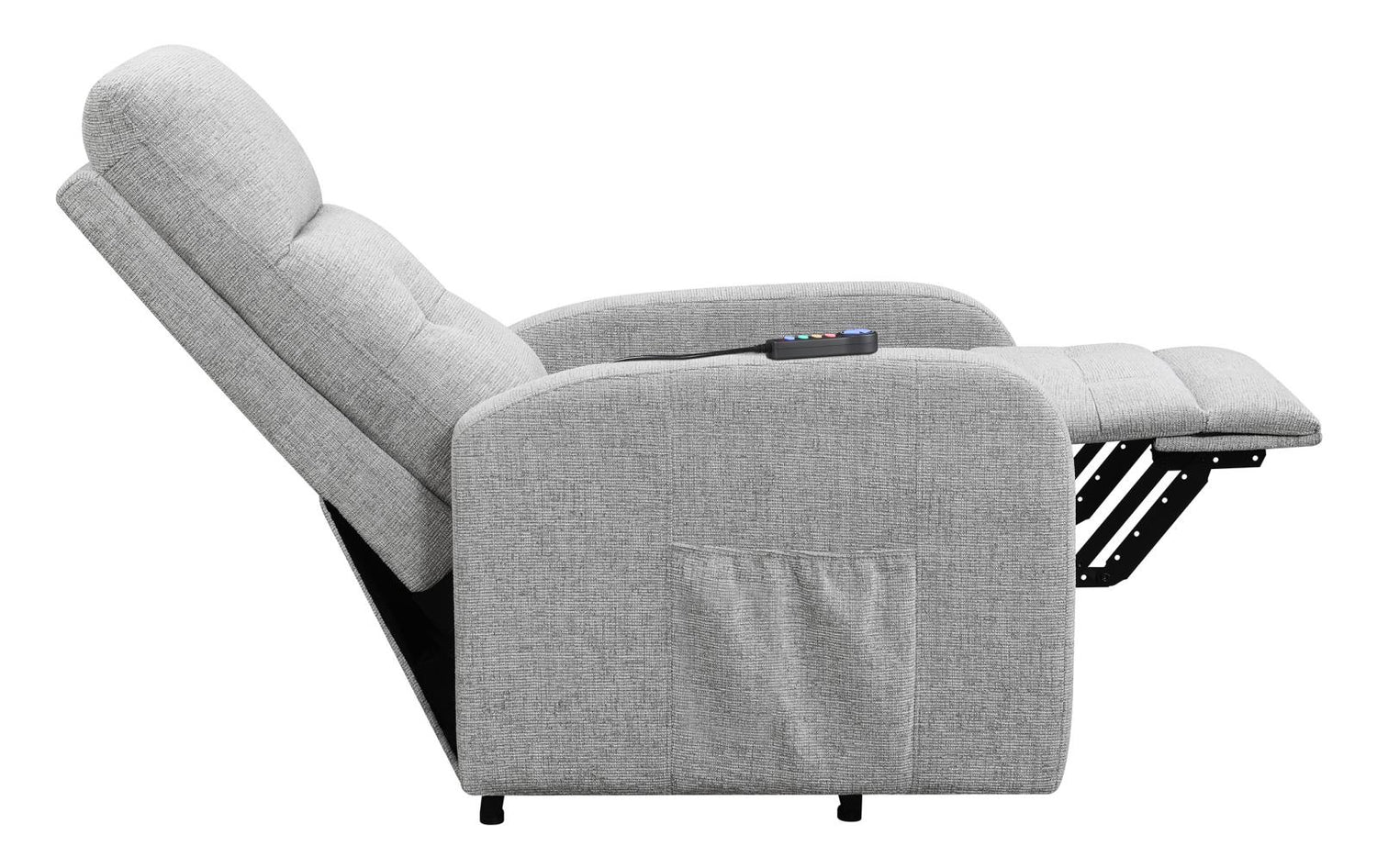 Howie Tufted Upholstered Power Lift Recliner Gray - 609402P - Bien Home Furniture & Electronics