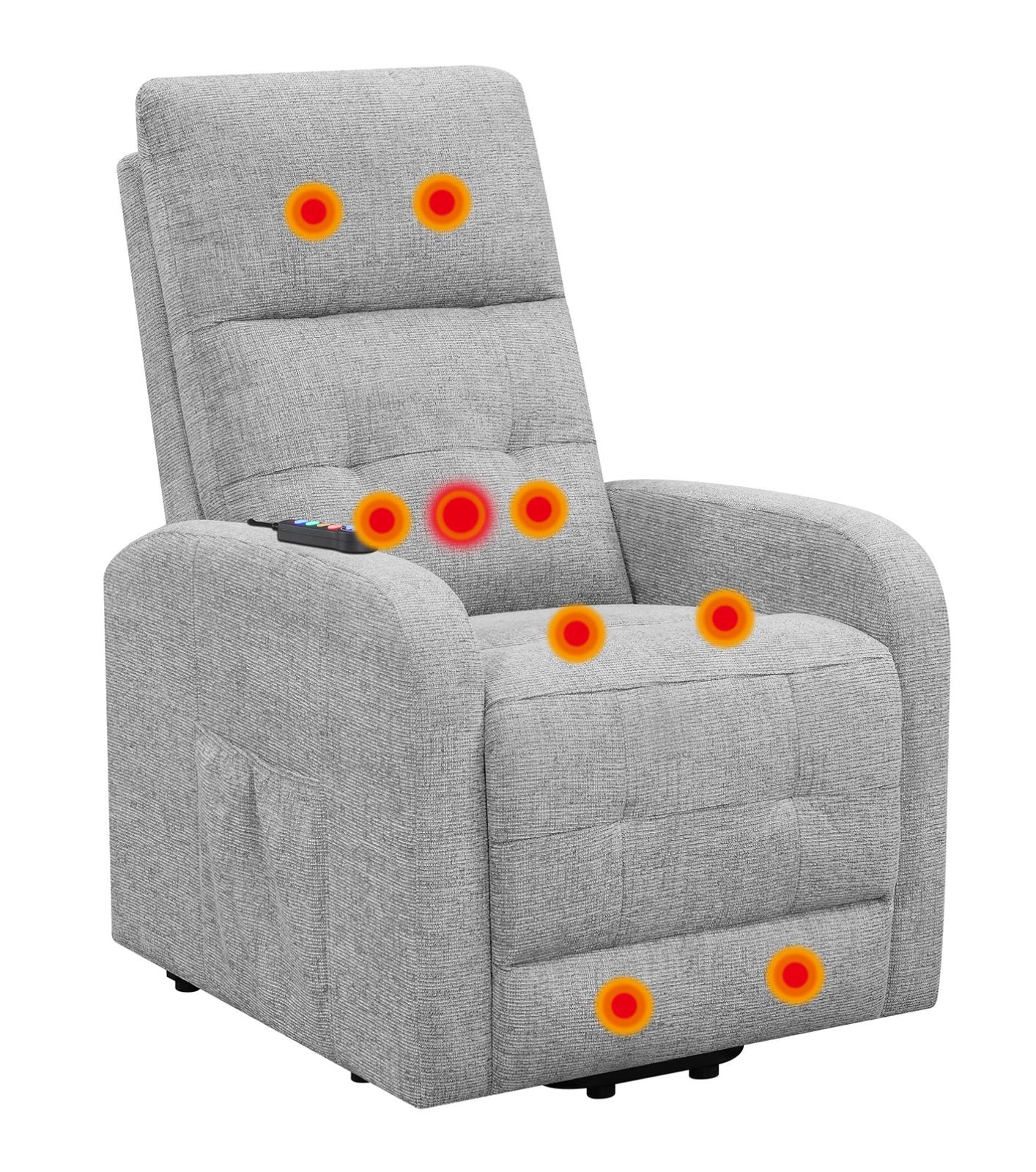 Howie Tufted Upholstered Power Lift Recliner Gray - 609402P - Bien Home Furniture & Electronics