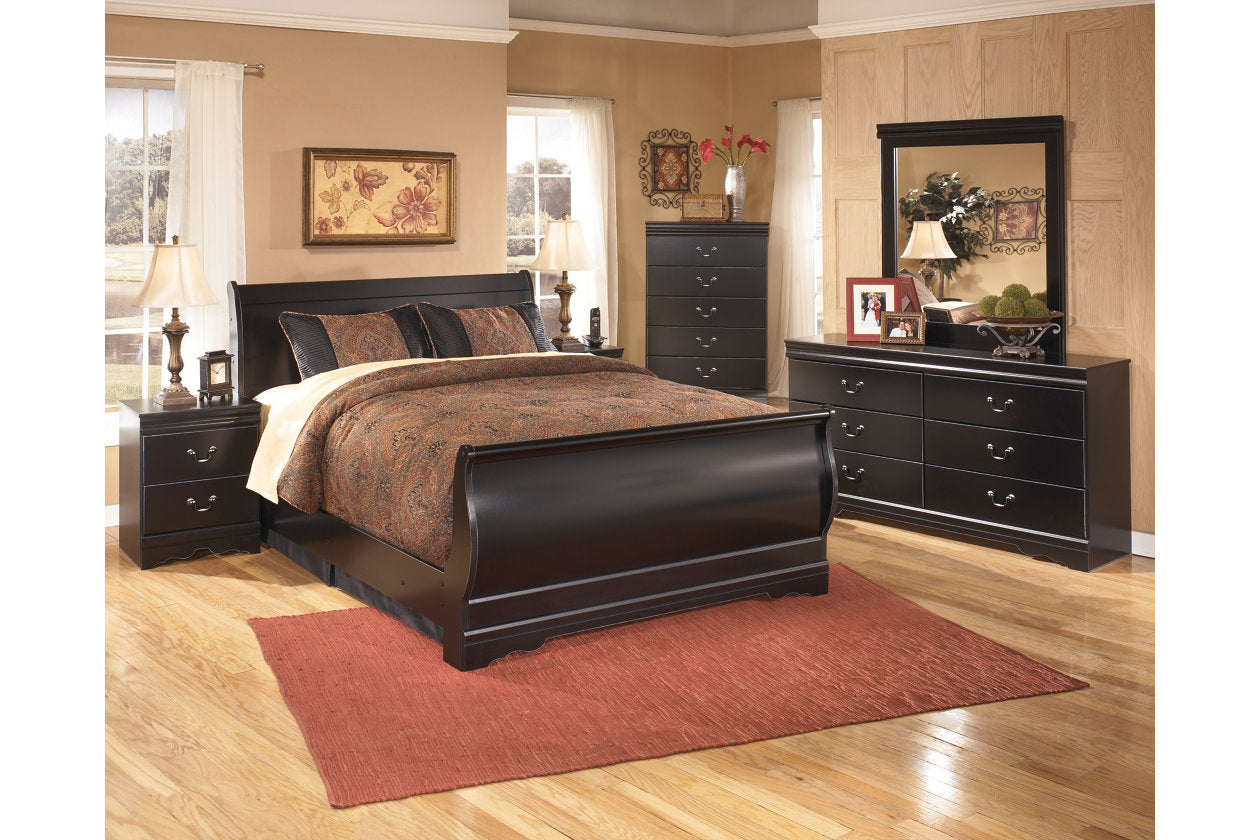 Huey Vineyard Black Full Sleigh Bed - SET | B128-84 | B128-87 | B128-88 - Bien Home Furniture & Electronics