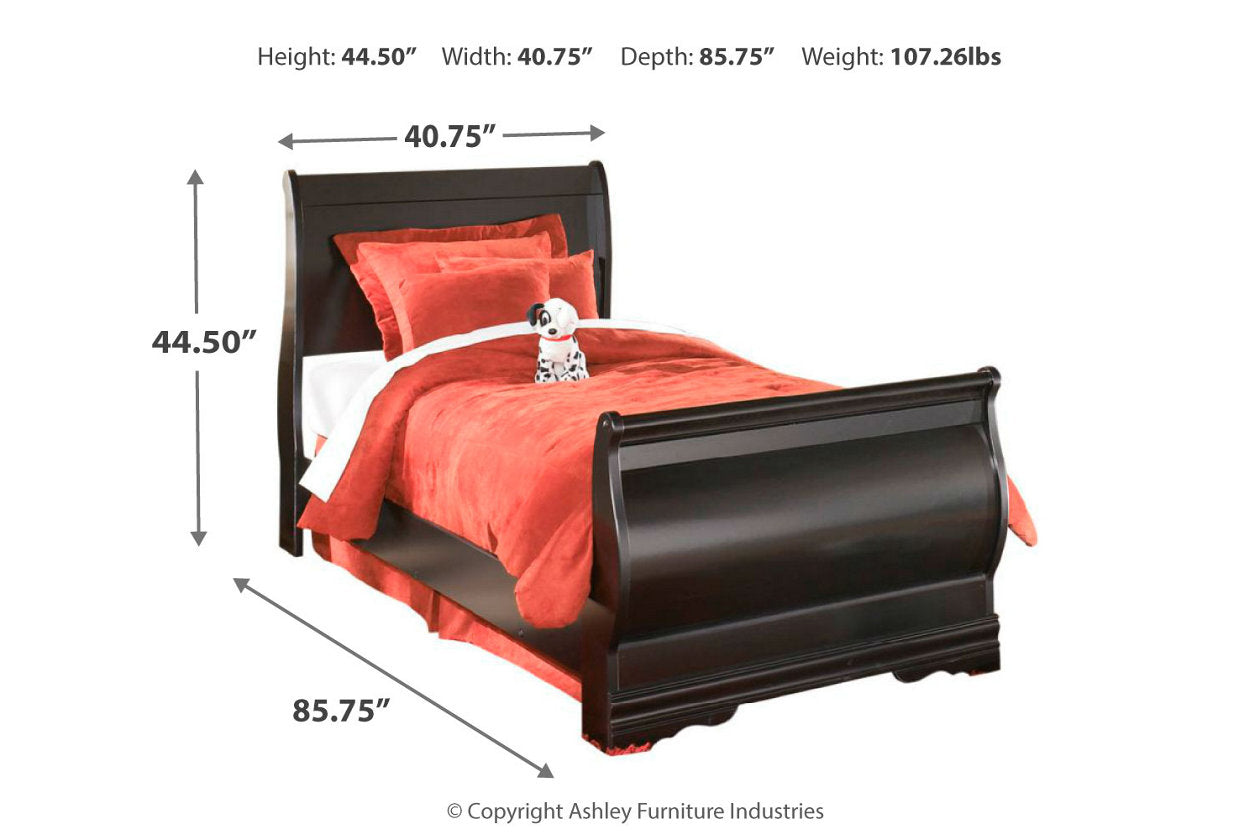 Huey Vineyard Black Twin Sleigh Bed - SET | B128-62 | B128-63 | B128-82 - Bien Home Furniture & Electronics