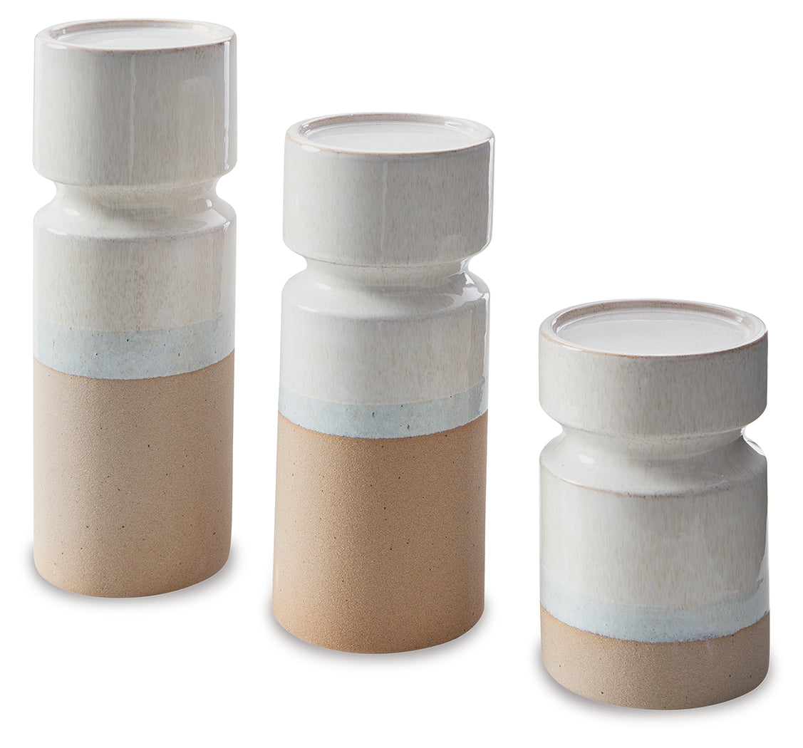Hurston Ivory/Brown Candle Holder, Set of 3 - A2000583 - Bien Home Furniture & Electronics