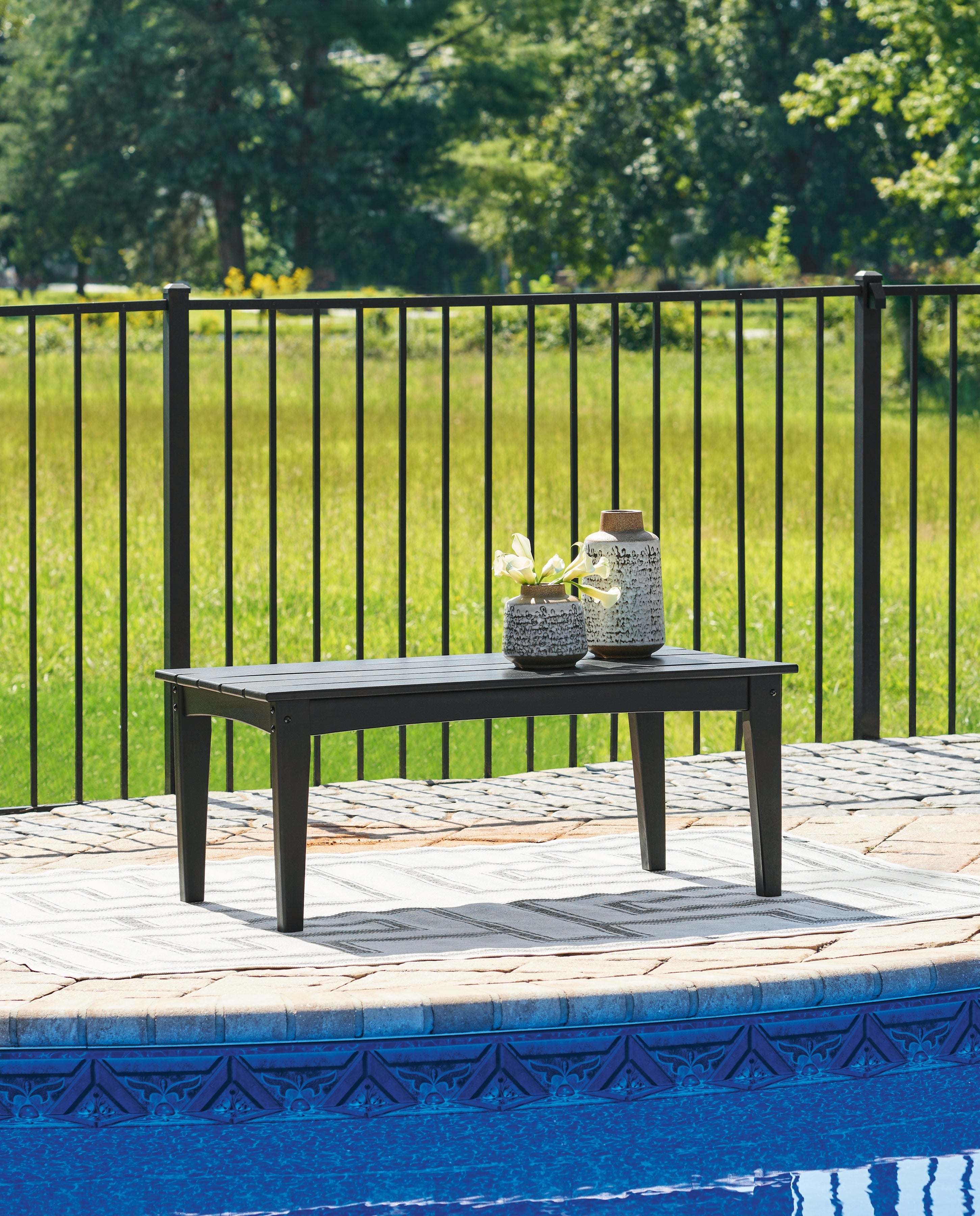 Hyland wave Black Outdoor Coffee Table - P108-701 - Bien Home Furniture & Electronics