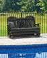 Hyland wave Black Outdoor Glider Loveseat - P108-835 - Bien Home Furniture & Electronics