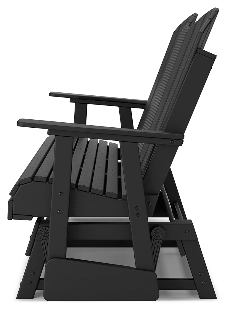 Hyland wave Black Outdoor Glider Loveseat - P108-835 - Bien Home Furniture & Electronics