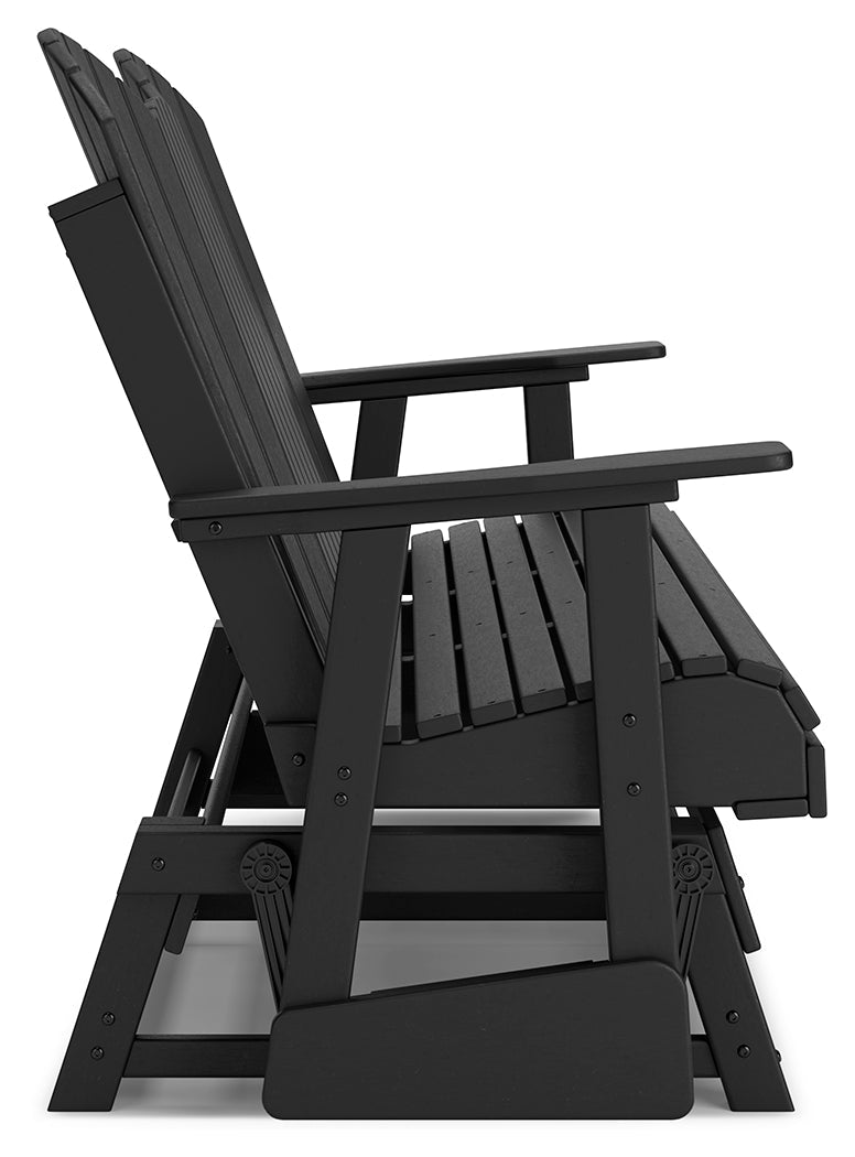 Hyland wave Black Outdoor Glider Loveseat - P108-835 - Bien Home Furniture & Electronics
