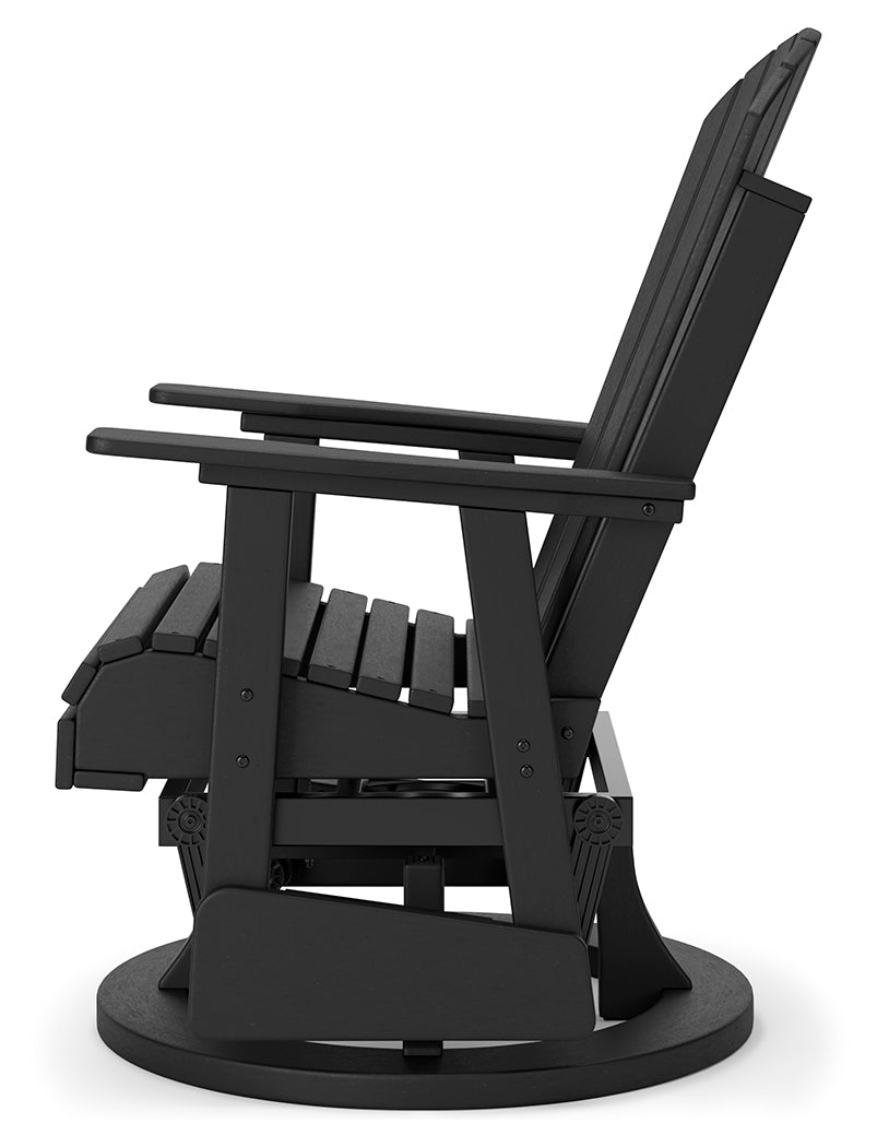 Hyland wave Black Outdoor Swivel Glider Chair - P108-820 - Bien Home Furniture & Electronics