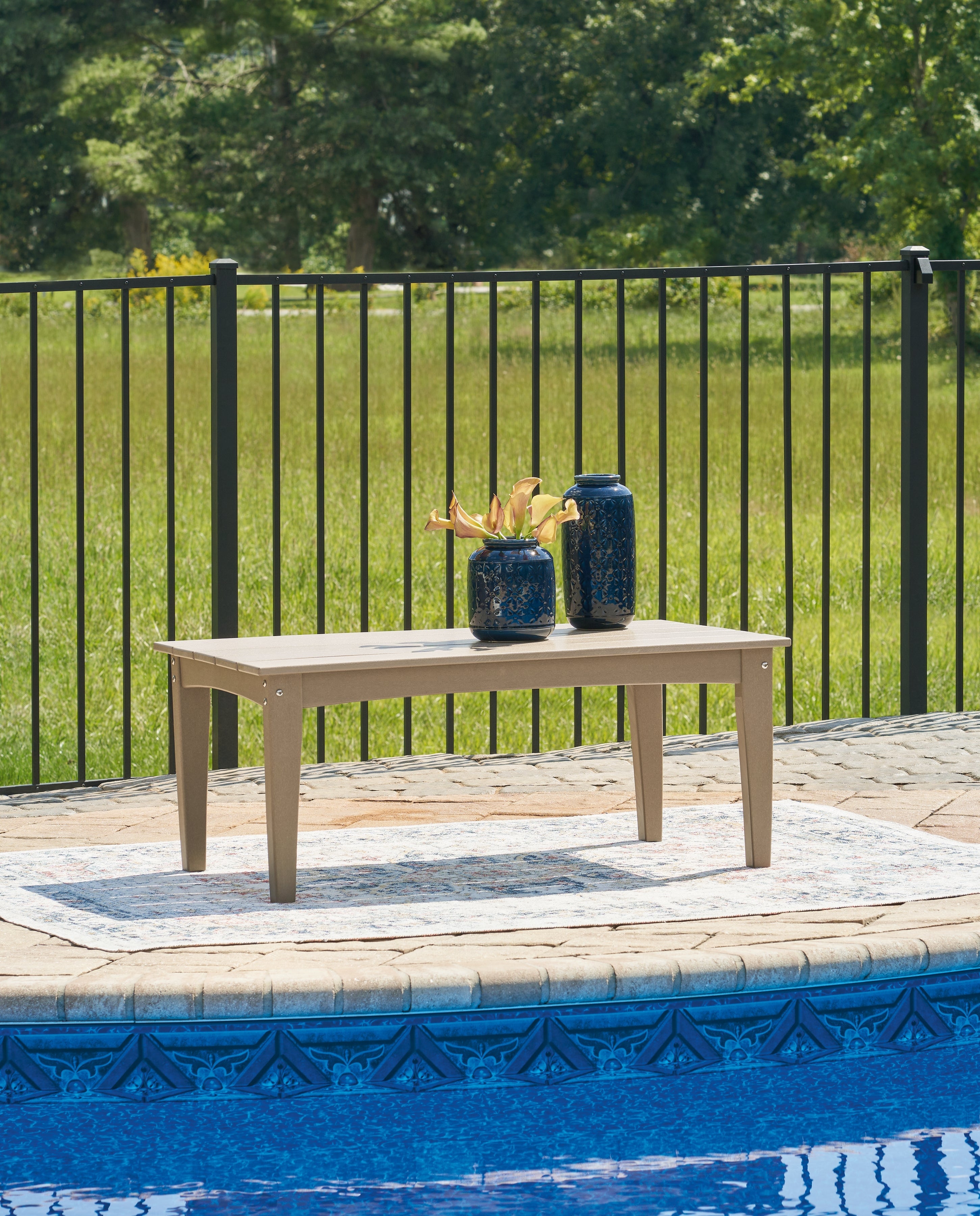 Hyland wave Driftwood Outdoor Coffee Table - P114-701 - Bien Home Furniture & Electronics