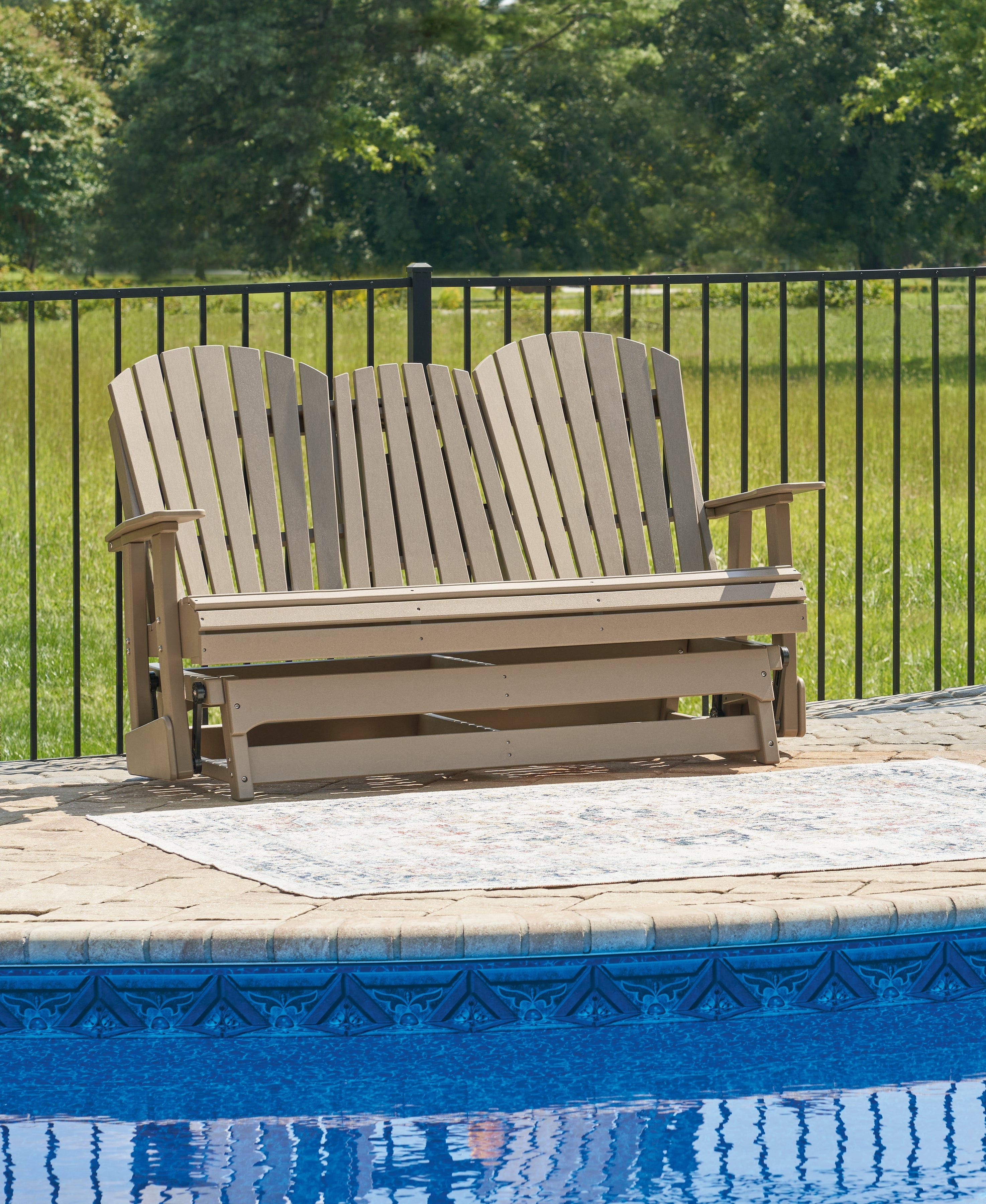 Hyland wave Driftwood Outdoor Glider Loveseat - P114-835 - Bien Home Furniture & Electronics