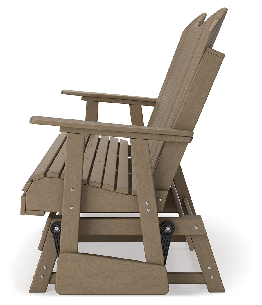 Hyland wave Driftwood Outdoor Glider Loveseat - P114-835 - Bien Home Furniture & Electronics