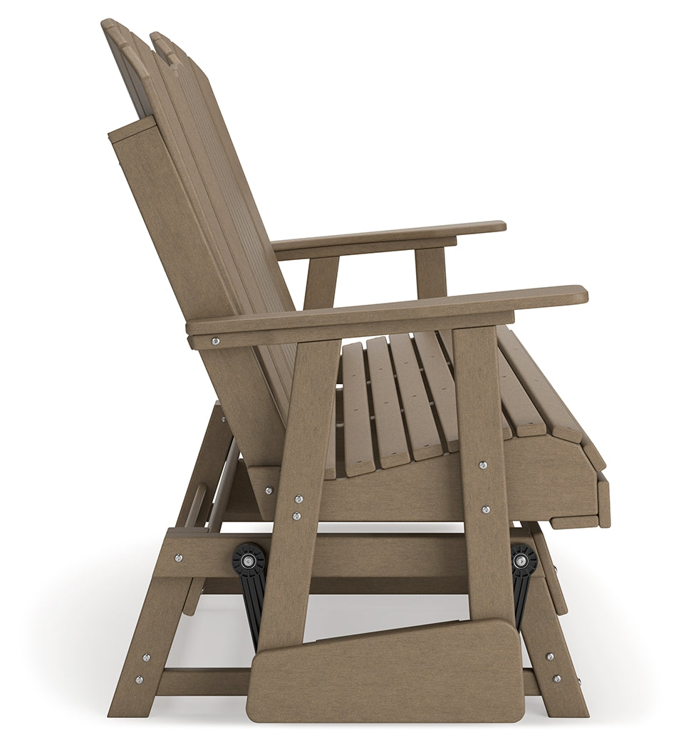 Hyland wave Driftwood Outdoor Glider Loveseat - P114-835 - Bien Home Furniture & Electronics