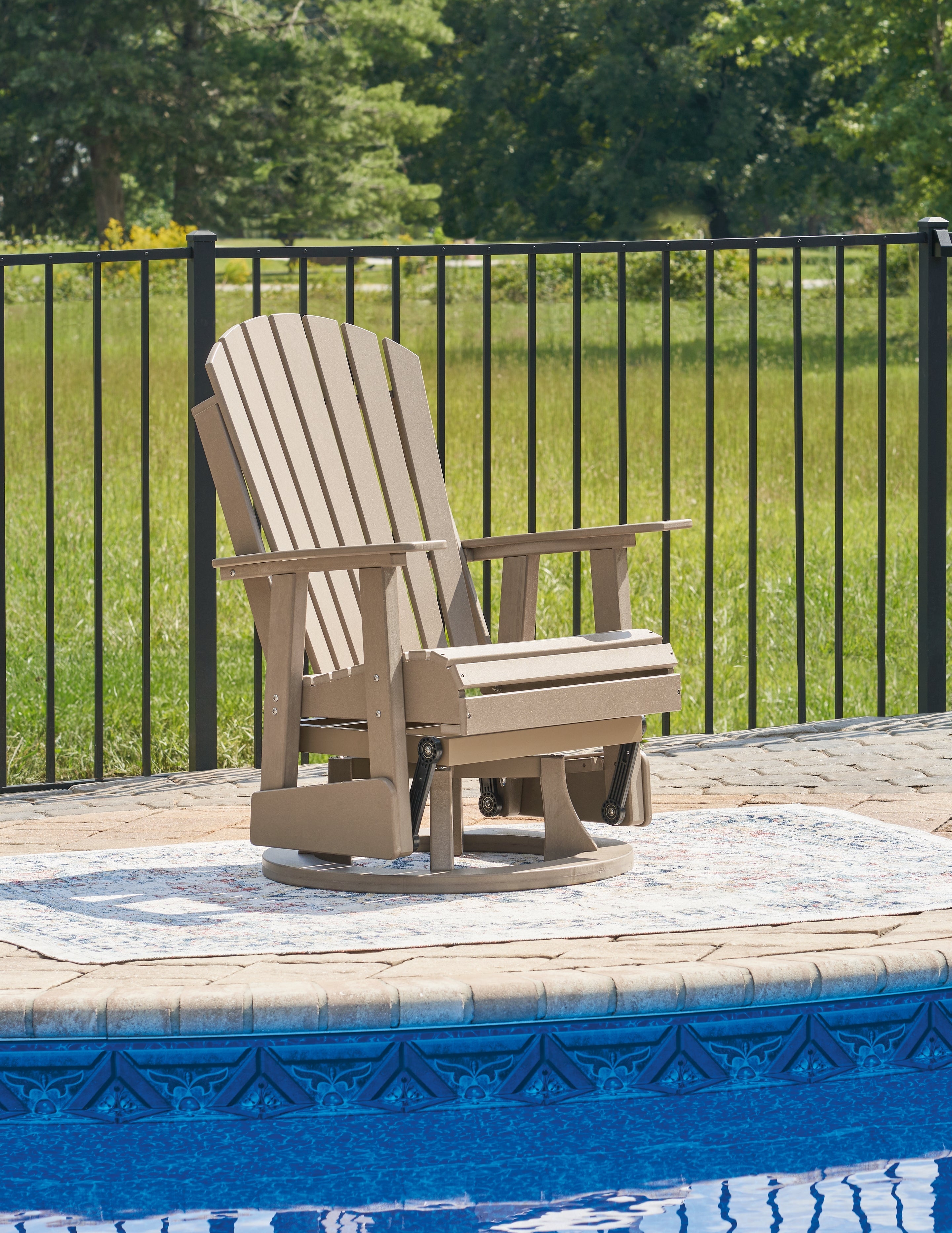 Hyland wave Driftwood Outdoor Swivel Glider Chair - P114-820 - Bien Home Furniture & Electronics