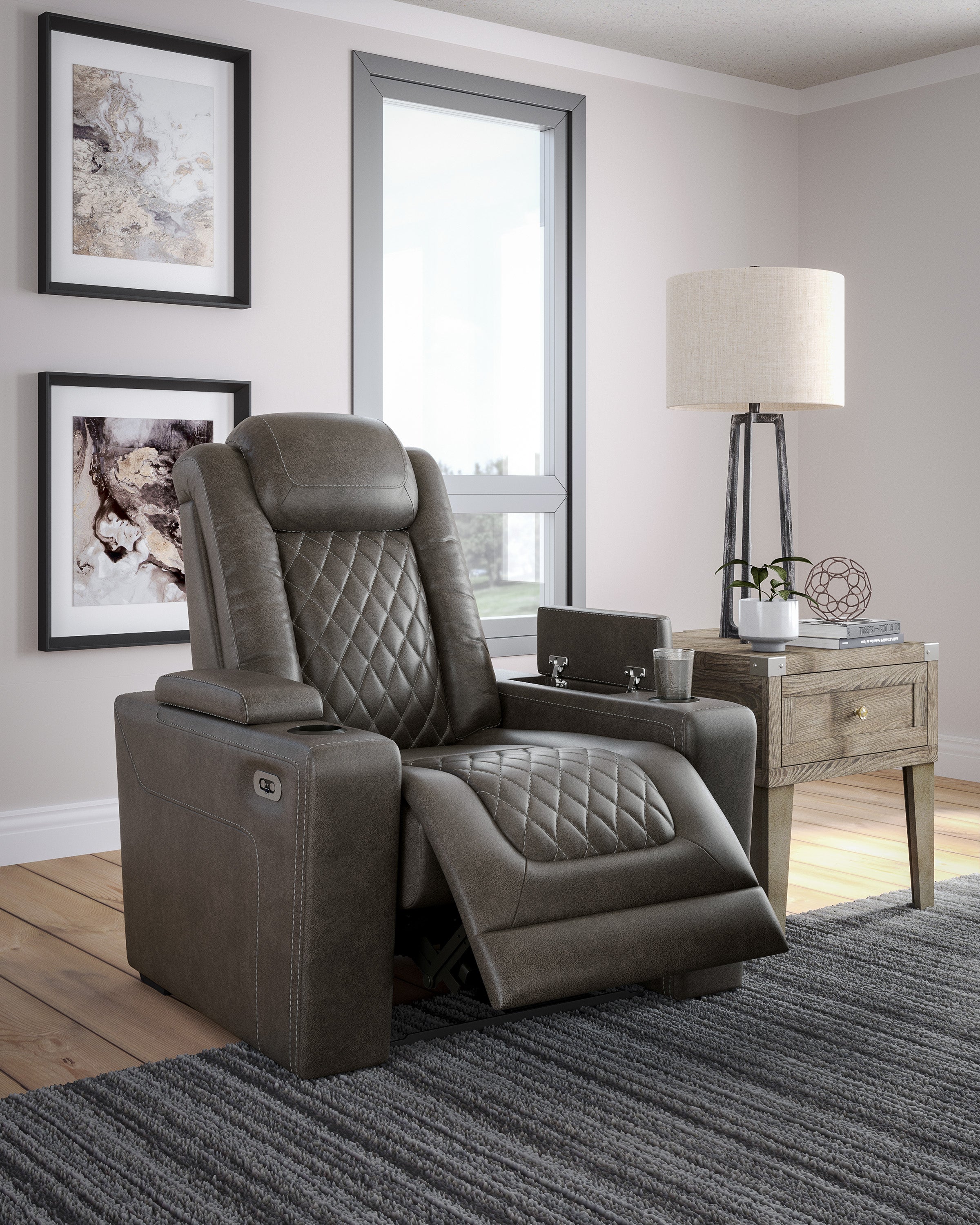 HyllMont Gray Power Reclining Living Room Set - SET | 9300315 | 9300318 - Bien Home Furniture & Electronics
