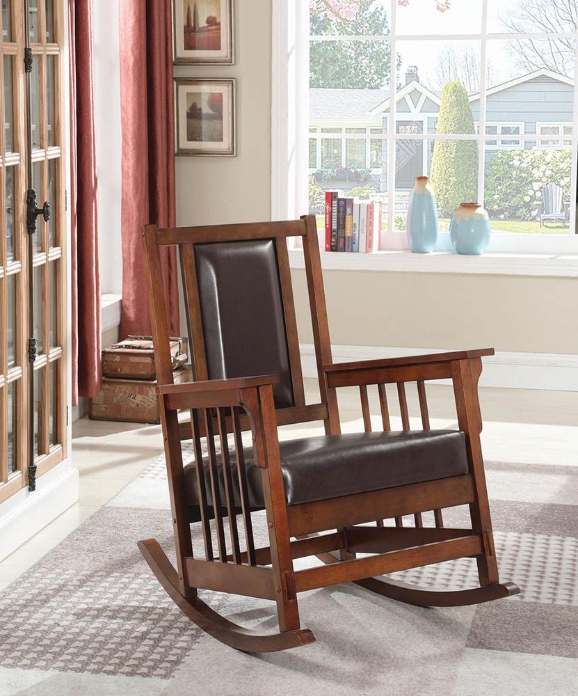 Ida Tobacco/Dark Brown Upholstered Rocking Chair - 600058 - Bien Home Furniture &amp; Electronics