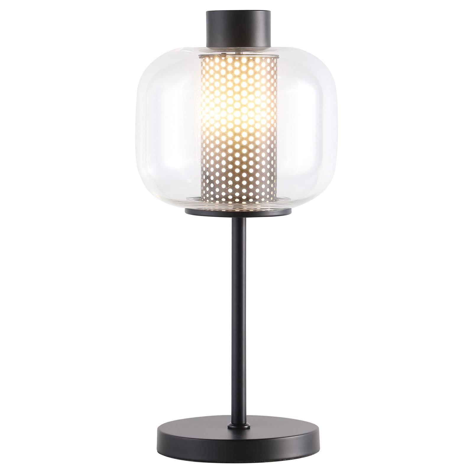 Ingrid Glass Shade Bedside Table Lamp Black - 920211 - Bien Home Furniture & Electronics