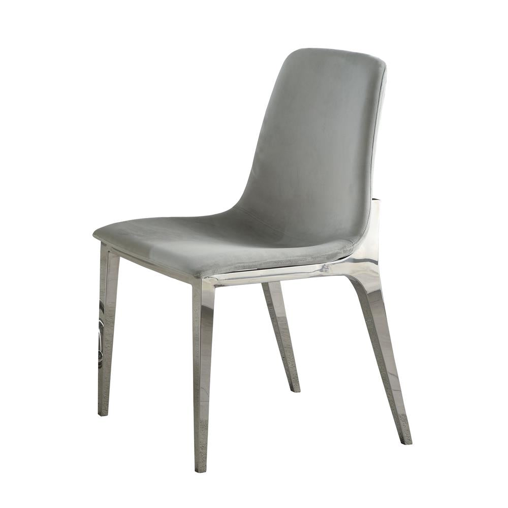 Irene Light Gray/Chrome Upholstered Side Chairs, Set of 4 - 110402 - Bien Home Furniture &amp; Electronics